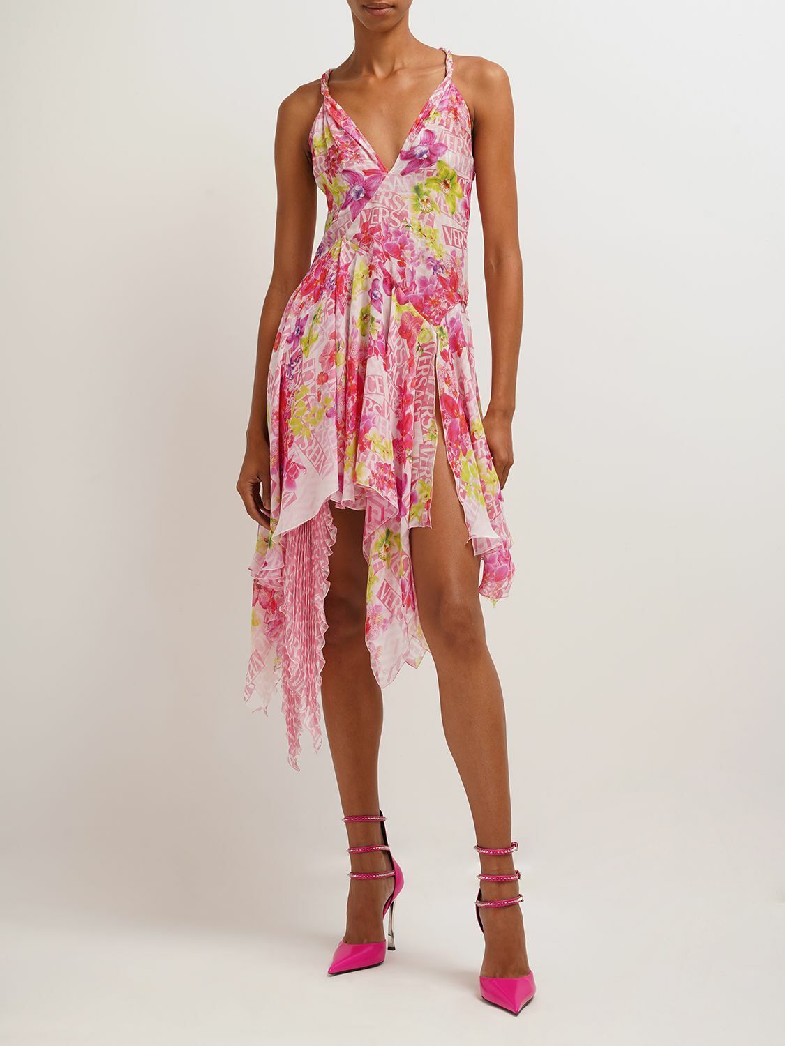 Versace o1y0226 Silk Midi Dress in Multicolor Size S / US 4 / IT 40 - 3 Thumbnail