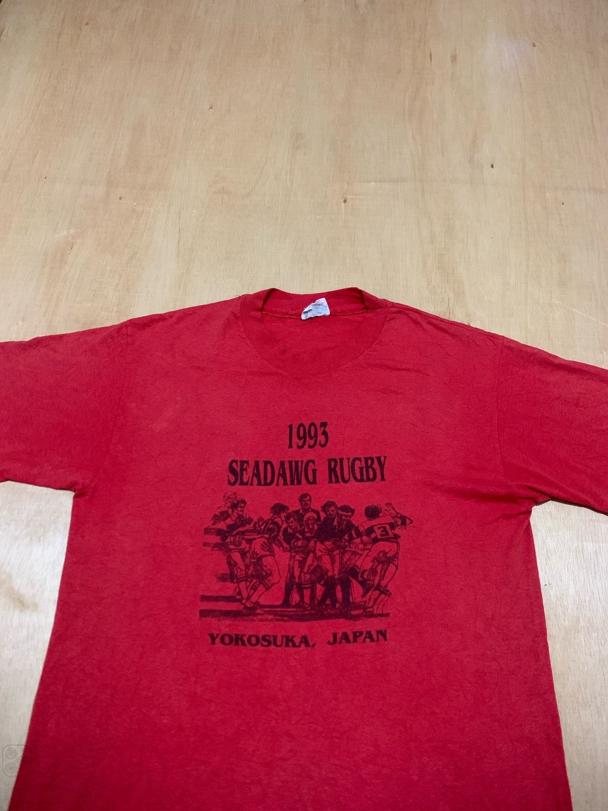 Hanes × Vintage Vintage 90s Seadawg Rugby Yokosuka Japan Tshirt Size US L / EU 52-54 / 3 - 2 Thumbnail