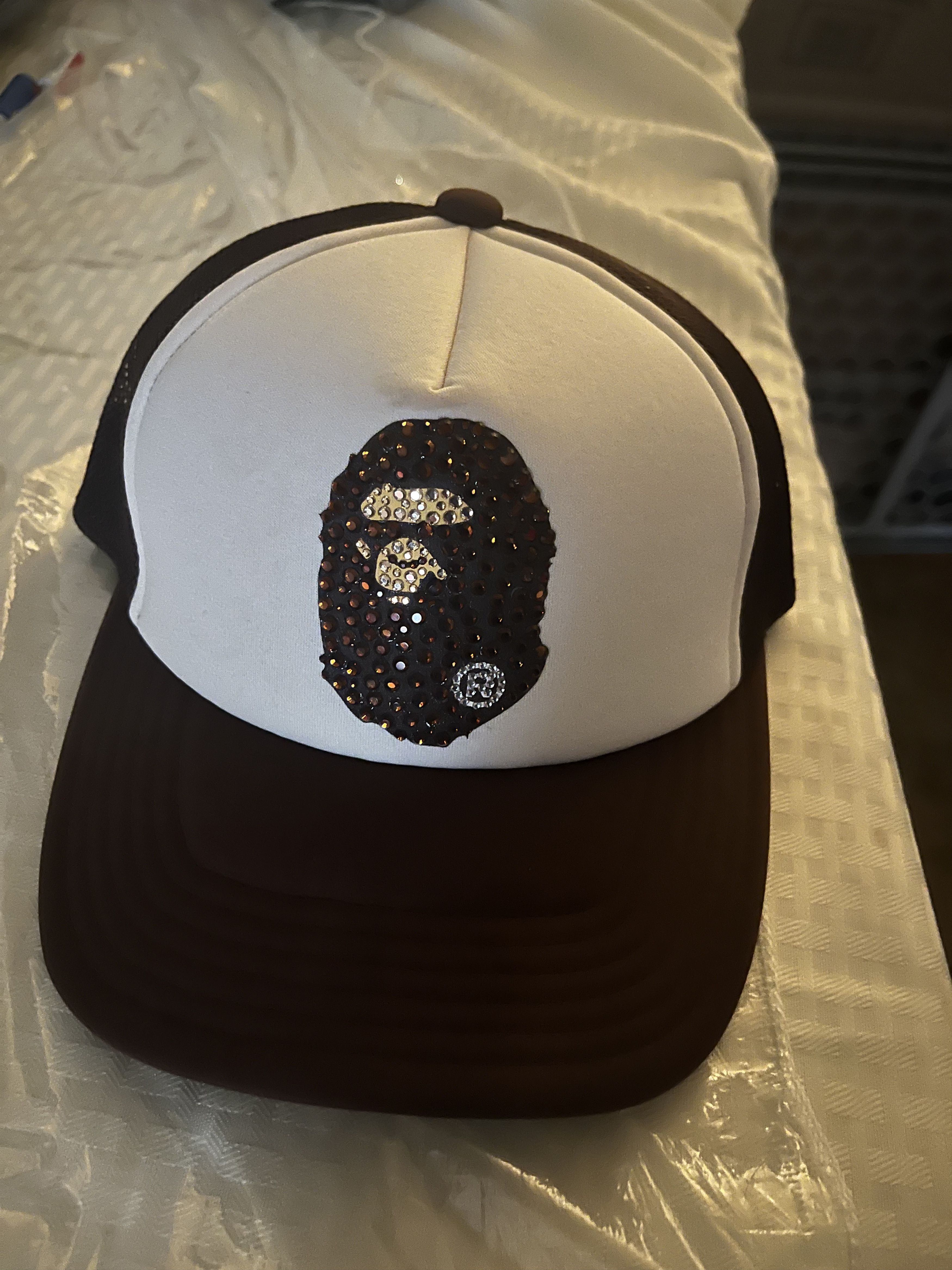 Bape Ape Head Crystal Stone Mesh Cap | Grailed