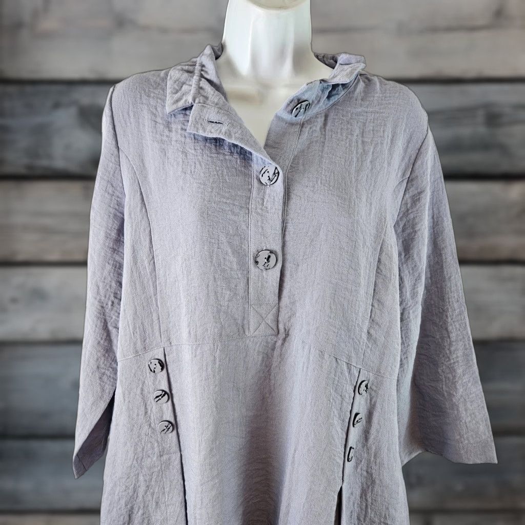 Habitat Habitat Womens Top Shirt Purple 3/4 Sleeve Collar Rayon Blend Size S Size S / US 4 / IT 40 - 1 Thumbnail