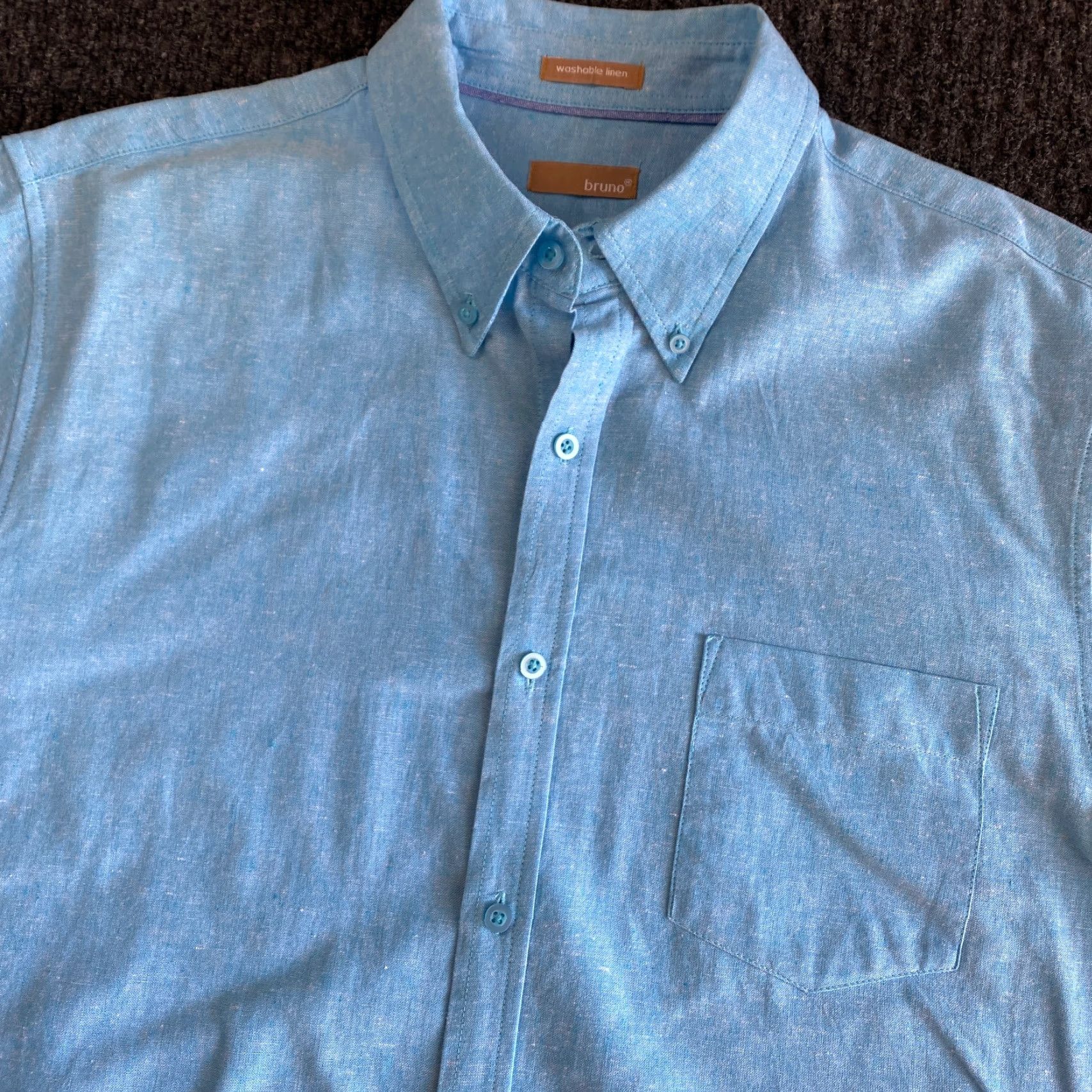 Vintage Bruno Shirt Button-Up Short Sleeve Blue XL Casual Preppy Linen Cotton Size US XL / EU 56 / 4 - 2 Thumbnail