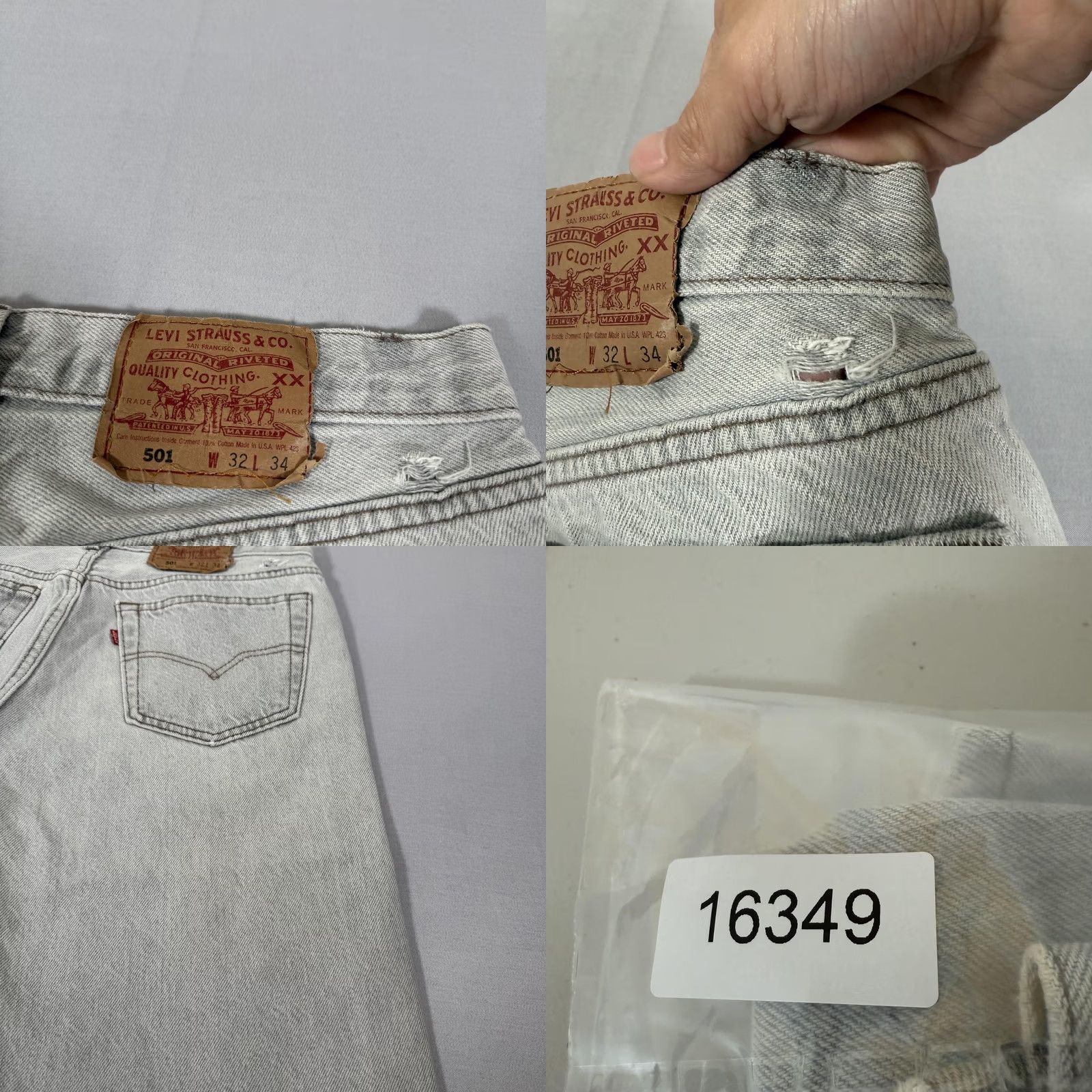 Levi's VINTAGE Levi's 501 Jeans Mens 32x34 Gray Light Wash Straight Leg Denim Pants USA 90s Mens Size US 32 / EU 48 - 10 Thumbnail