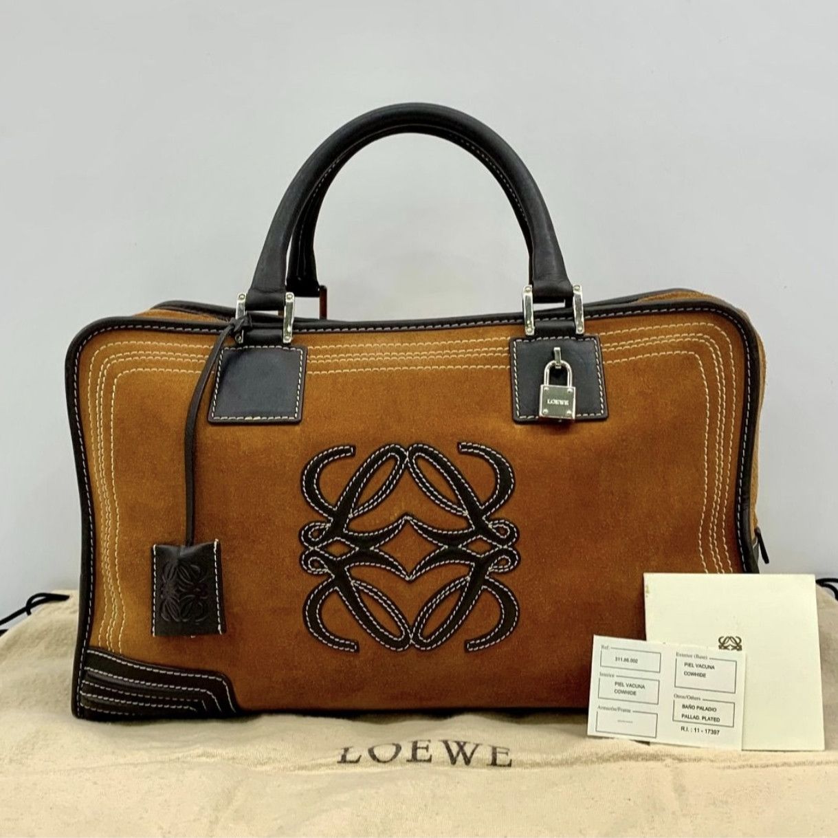 Loewe LOEWE Amazona 36 Suede Leather Handbags Size ONE SIZE - 3 Thumbnail