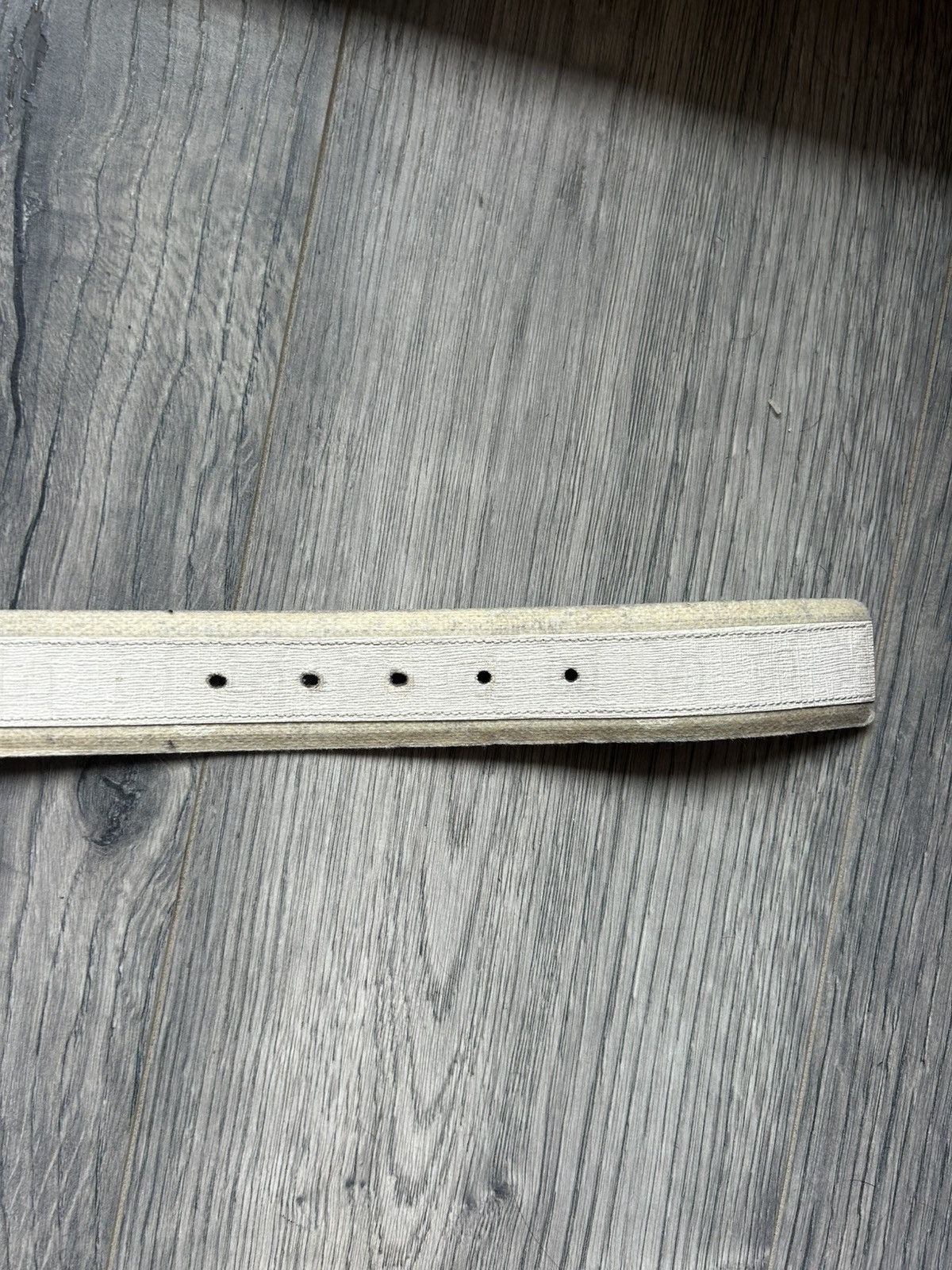 Gucci White GG Buckle Leather Monogram Belt Size 38 - 6 Thumbnail