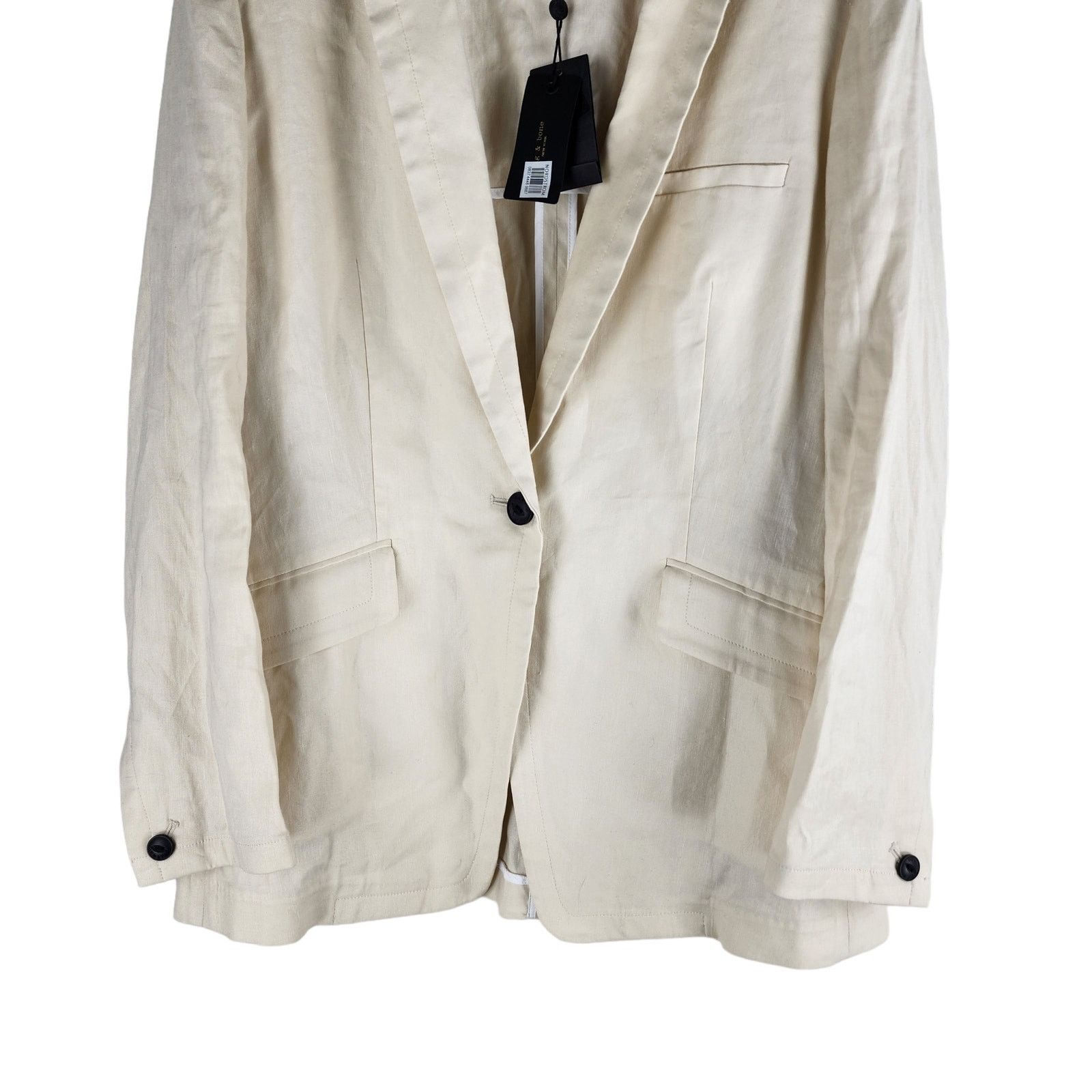 Rag & Bone NEW Rag & Bone Margot Linen Blazer Light Dove One Button 12 Size XL / US 12-14 / IT 48-50 - 5 Thumbnail