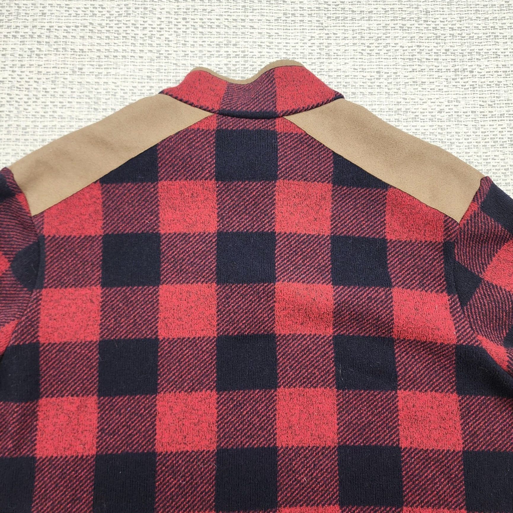 Cremieux Cremieux Sweater Mens Large Red Buffalo Plaid Quarter Zip Pullover Elbow Patch Size US L / EU 52-54 / 3 - 7 Thumbnail