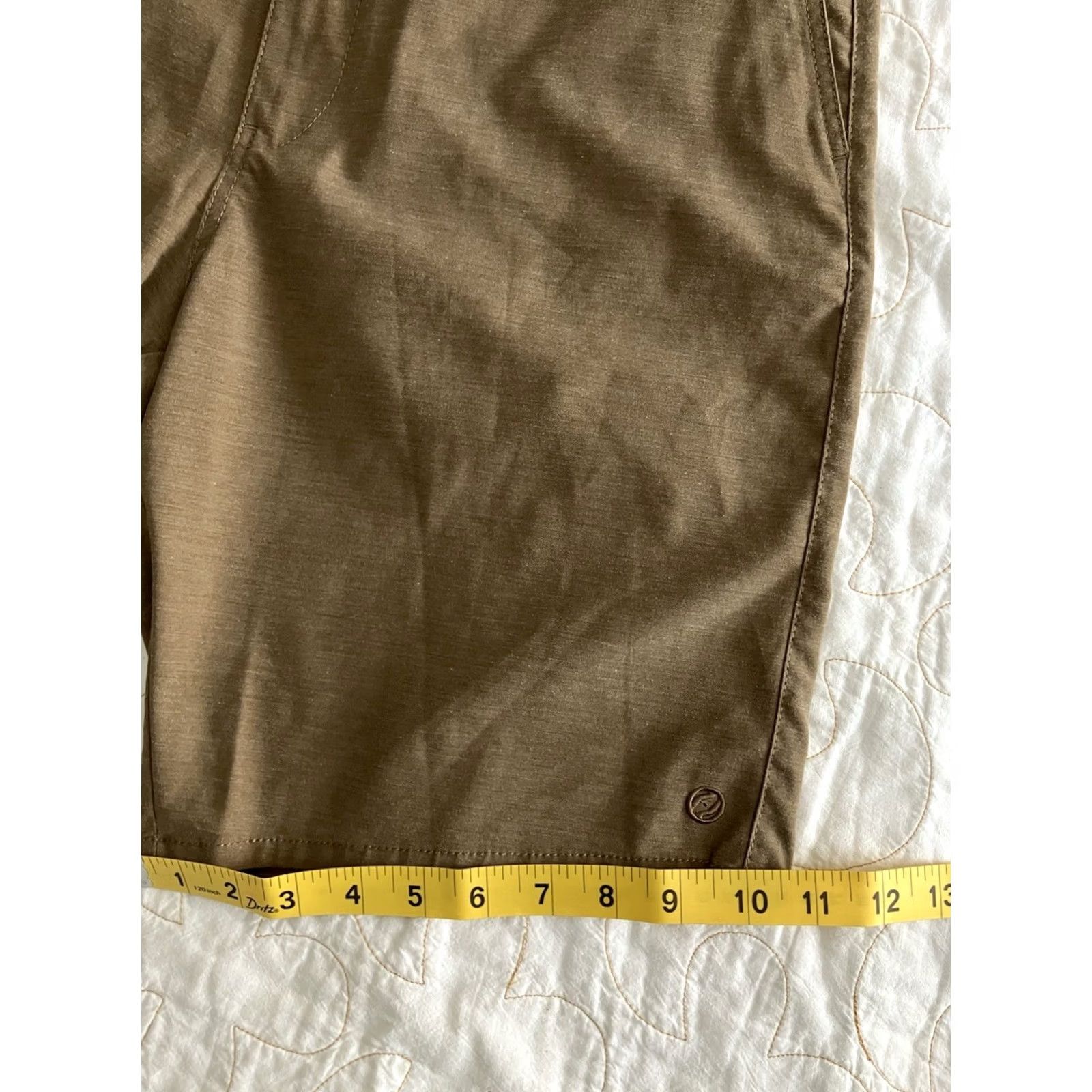 Vintage Dravus Shorts Men's 30 Lightweight Brown Khaki Chino Outdoor Drawstring Button Relaxed Fit Beige Polyester Knits Spring Summer Casual Workwear Mens Size US 30 / EU 46 - 4 Thumbnail