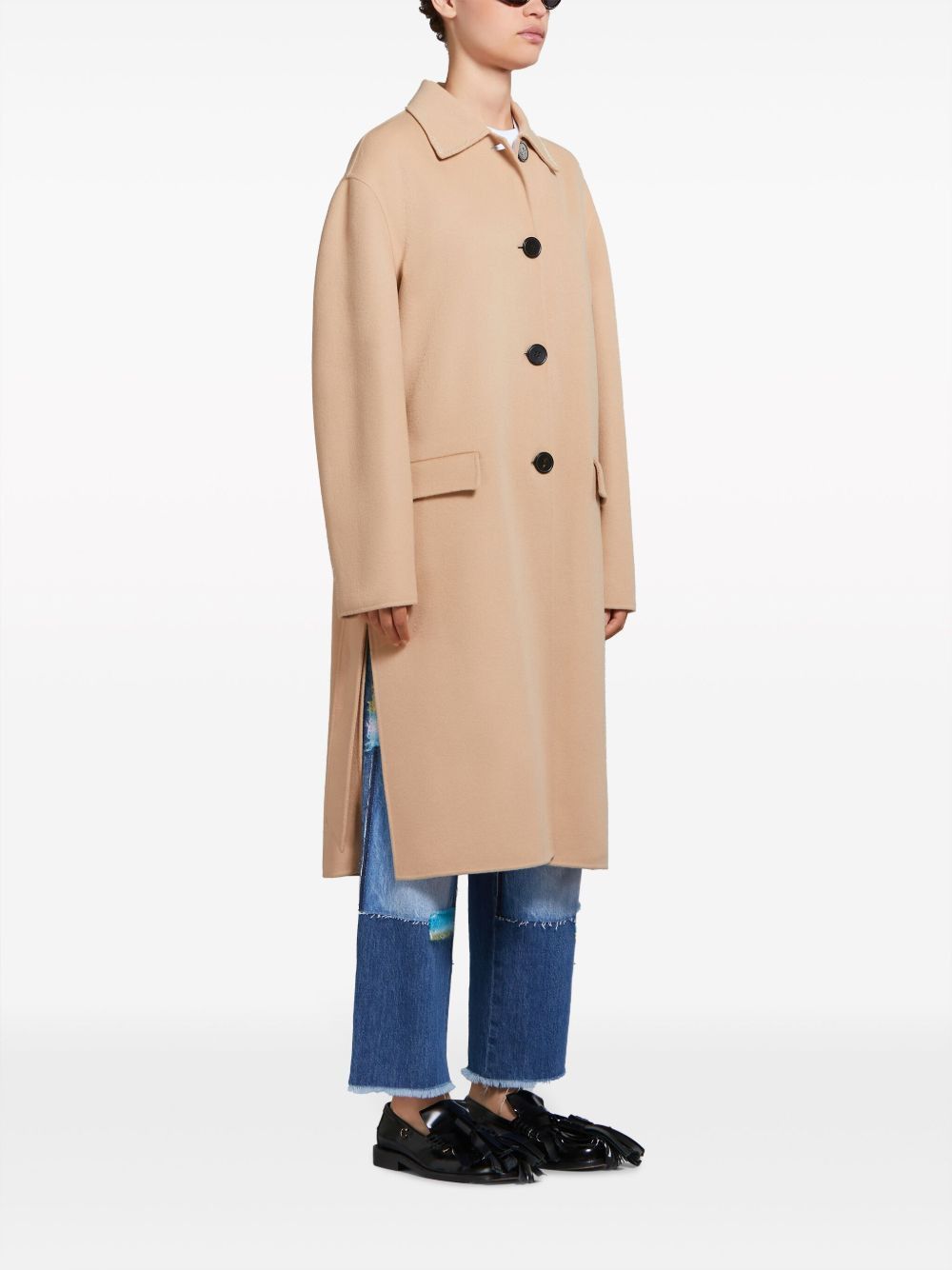Marni o1w1db10125 Belted Virgin Wool Blend Coat in Camel Brown Size M / US 6-8 / IT 42-44 - 3 Thumbnail