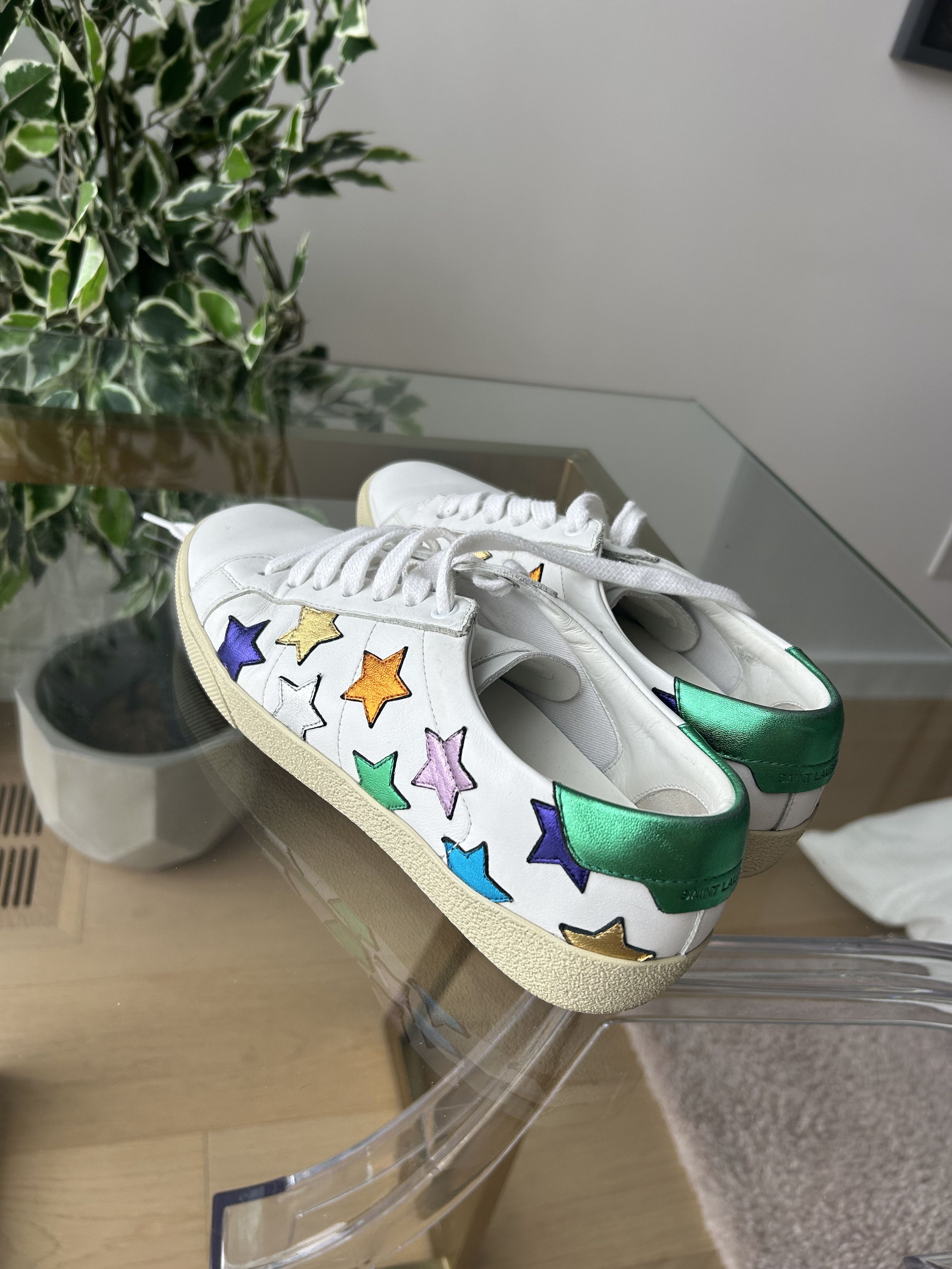 Saint Laurent Paris Saint Laurent - Court Leather Trainers with Stars - 38.5 Size US 8.5 / IT 38.5 - 4 Thumbnail
