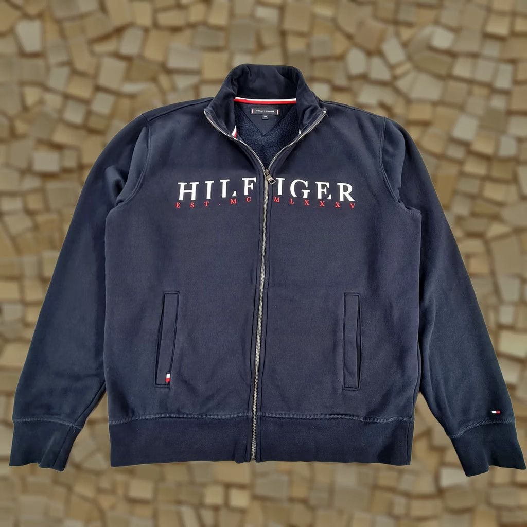 Tommy Hilfiger Tommy Hilfiger Mens Sweatshirt Navy Blue XXL Full Zip Fleece Sweatshirt Cardigan Size US XXL / EU 58 / 5 - 1 Thumbnail