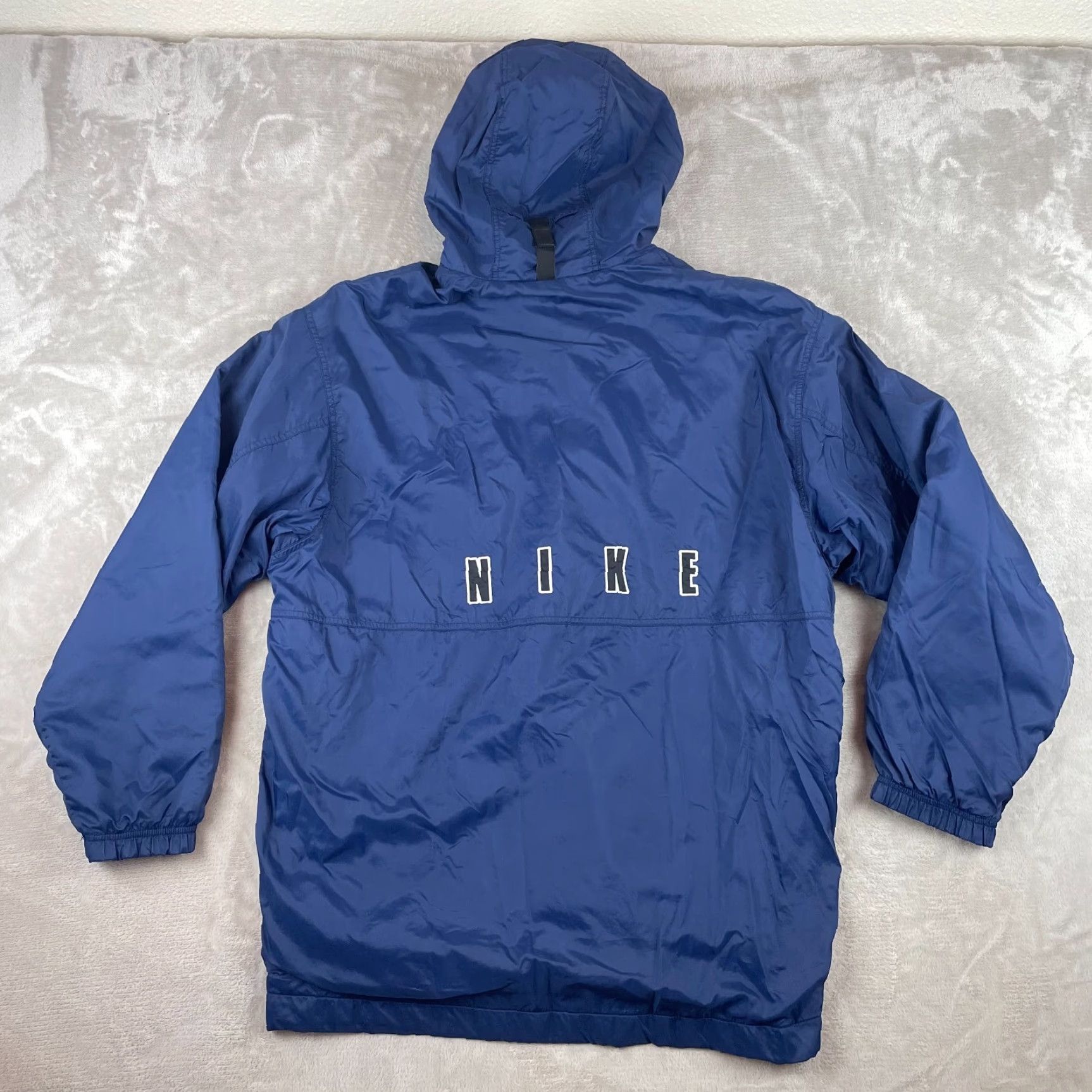 Nike VINTAGE Nike Jacket Men XL Blue Big Swoosh Nike Logo Fleece Lined Hooded Button Size US XL / EU 56 / 4 - 2 Thumbnail