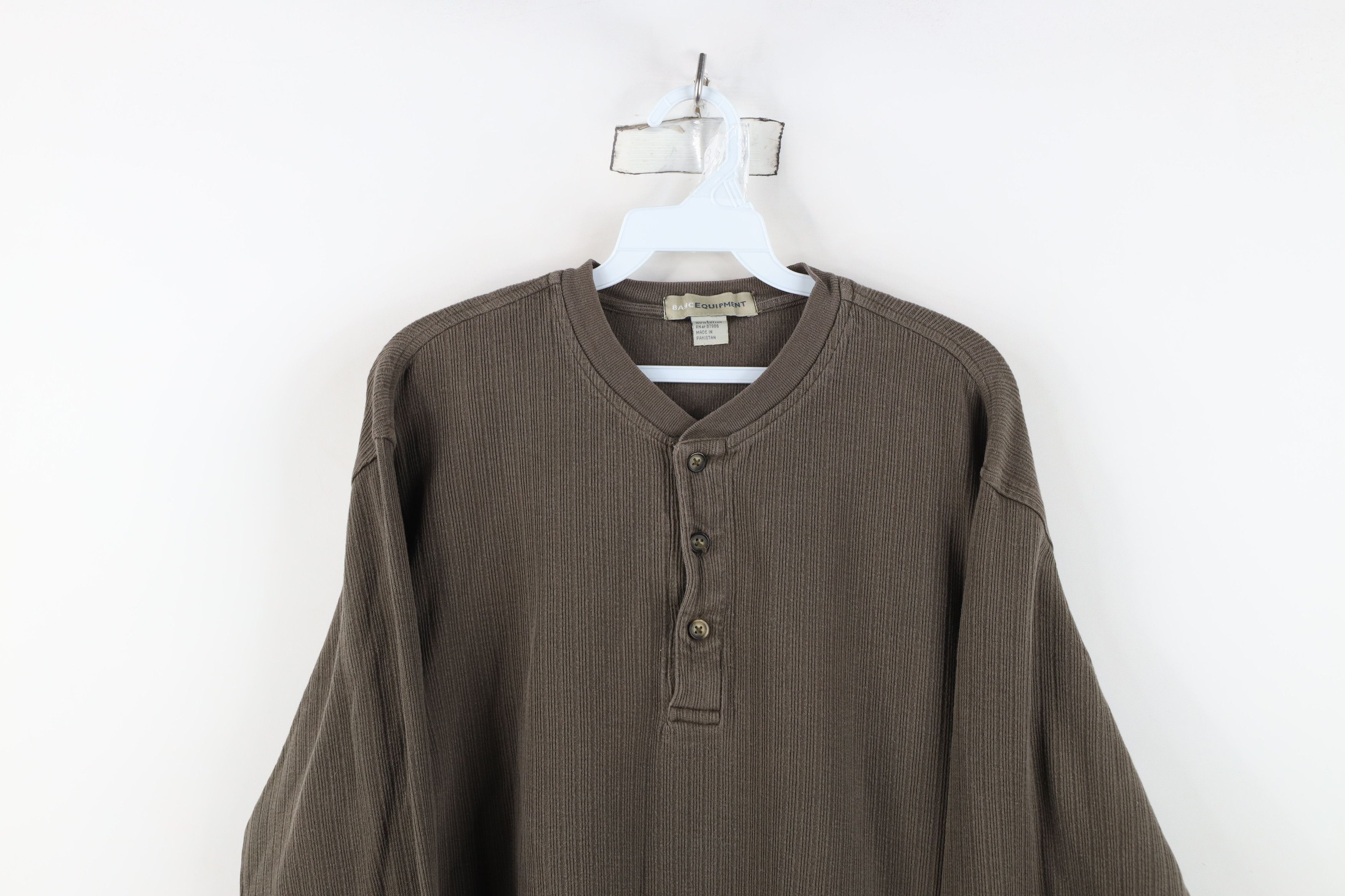 Vintage Vintage 90s Streetwear Ribbed Long Sleeve Henley T-Shirt Size US L / EU 52-54 / 3 - 2 Thumbnail