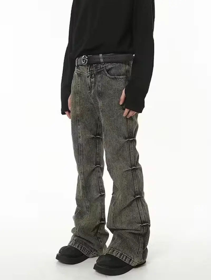 image of Grunge Stack Washed Gray Denim Jeans in Grey, Men's (Size 32)