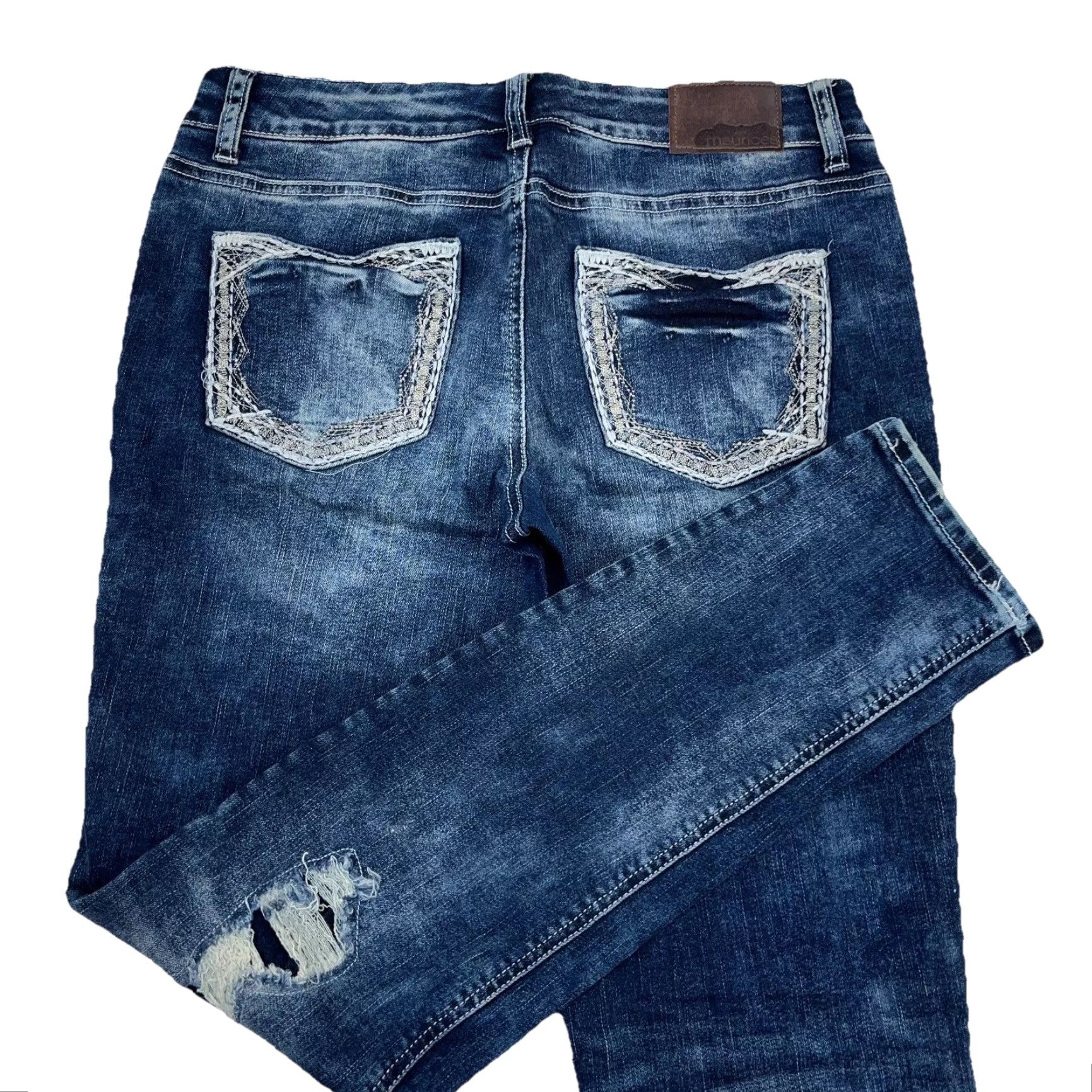 Vintage Maurices Jeans Women 6 Skinny Fit Low Rise Dark Wash Denim Stretch Pockets 5-Pocket Solid Blue Vintage No Mens Womens Boys Girls Size 28" / US 6 / IT 42 - 3 Thumbnail