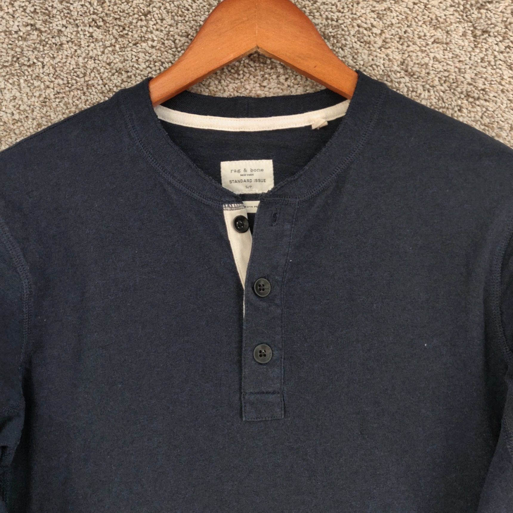 Rag & Bone rag & bone Shirt Men S Charcoal Standard Issue Henley Long Sleeve Pullover Size US S / EU 44-46 / 1 - 2 Thumbnail
