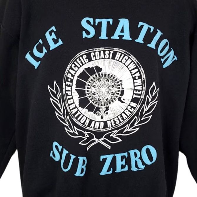 Vintage VINTAGE Antarctica Sub Zero Ice Station Sweatshirt PCH Pacific Coast Highway USA Mens Large Black Cotton Blend Crew Neck Pullover Travel 80s Size US L / EU 52-54 / 3 - 2 Thumbnail