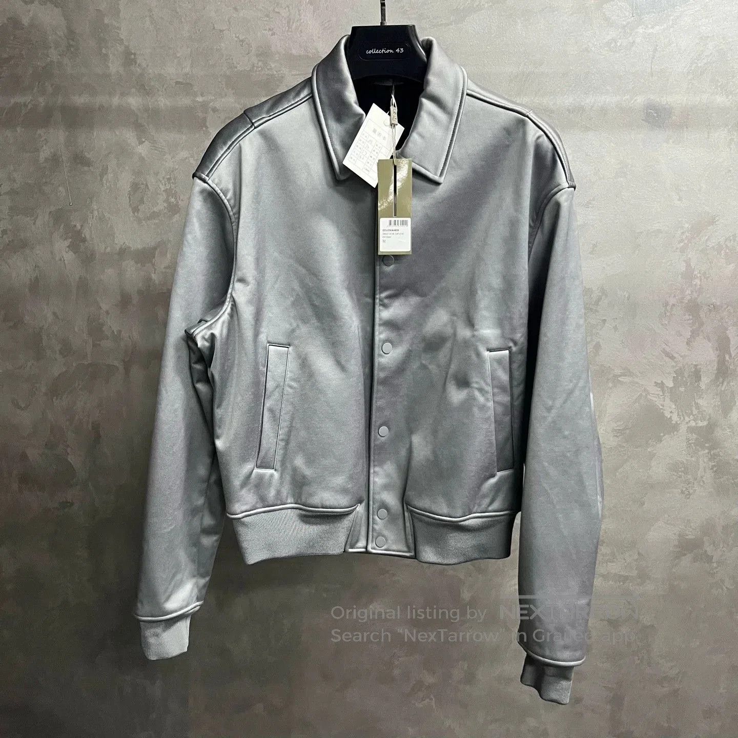 Dior Gray Embossed Shine Collar Jacket.