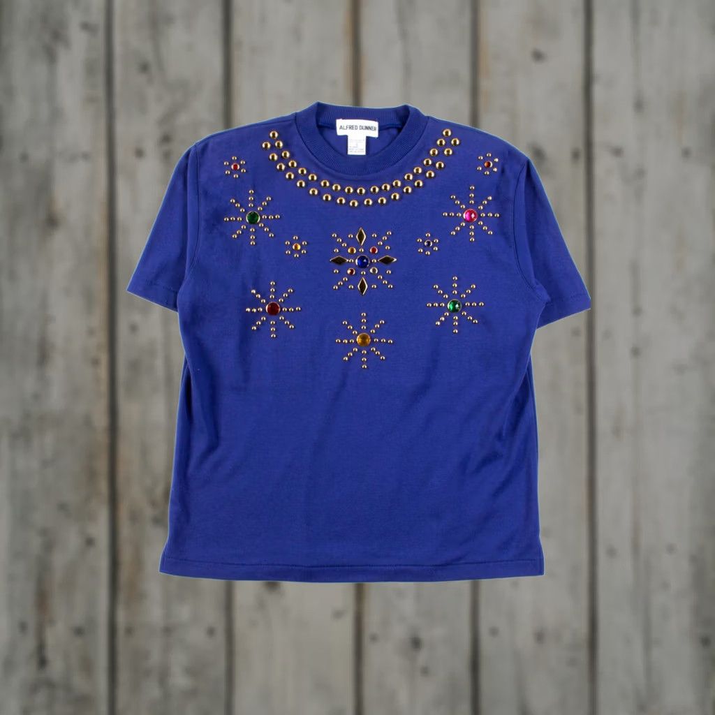 Vintage VINTAGE Alfred Dunner Beaded Short Sleeve Tee Top Small Purple Shirt Girls Size S / US 4 / IT 40 - 1 Thumbnail