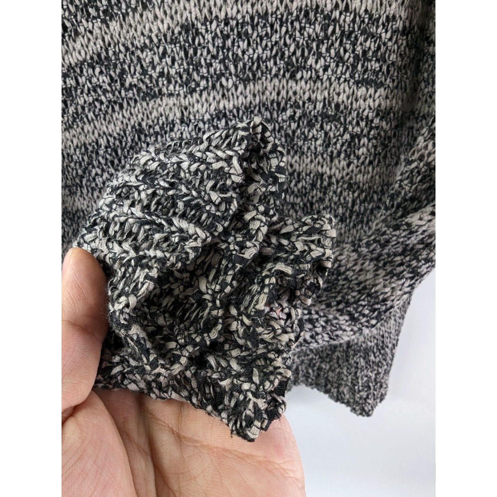 Joie JOIE Gray Striped Long Sleeve Open-Knit Pullover Sweater M Shirt/Top Women Knit Cotton Blend Regular U61-7987 Size M / US 6-8 / IT 42-44 - 3 Thumbnail