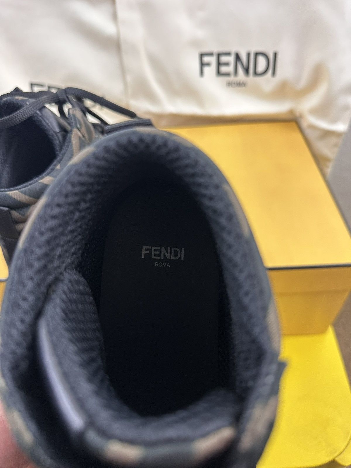 Fendi Fendi FF High-Top Sneakers Nylon + Nappa Leather – Size 38 Size US 8 / IT 38 - 5 Thumbnail