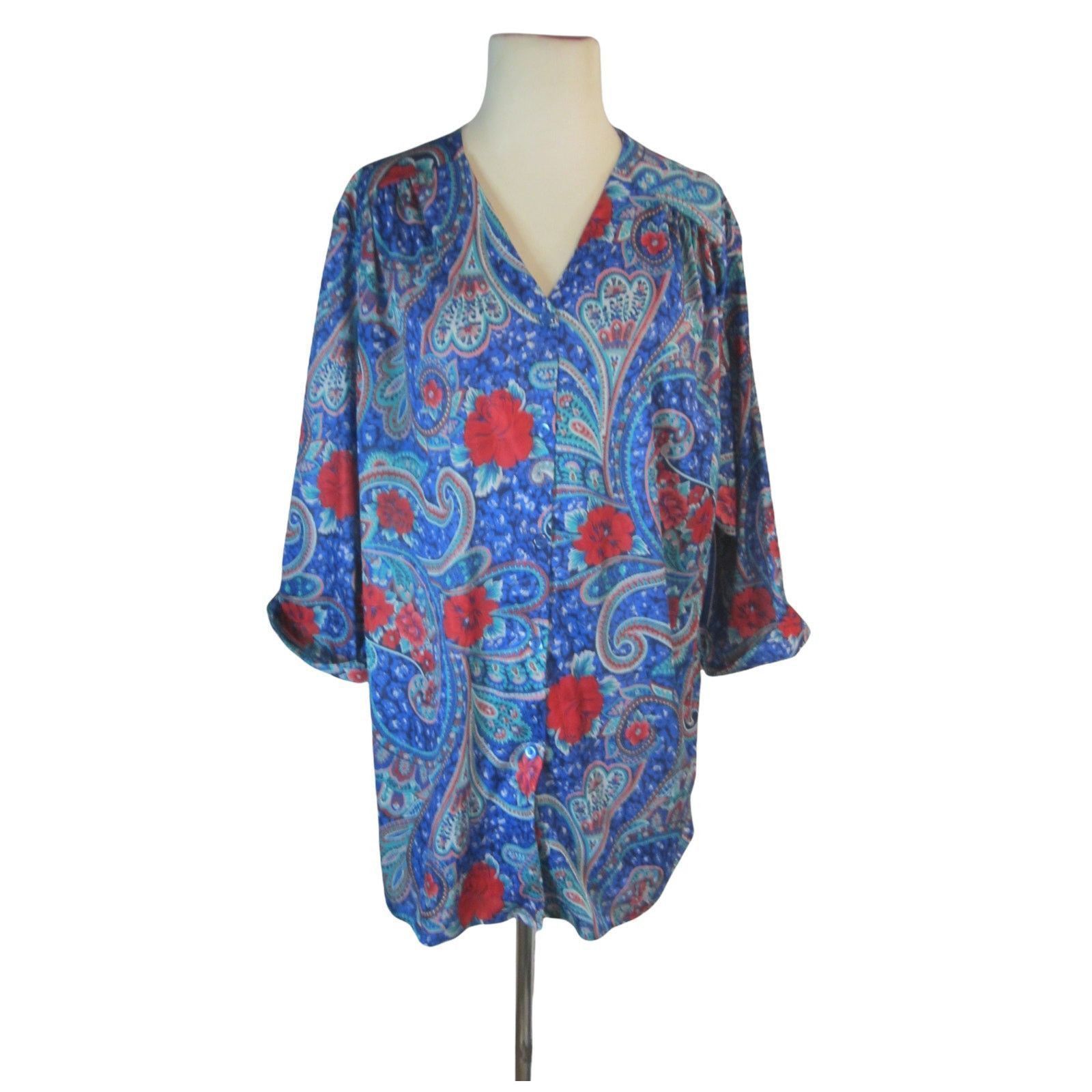 Vintage Vintage Aimee of California Floral Button-Up Blouse 22W Size XXL / US 16-18 / IT 52-54 - 2 Thumbnail