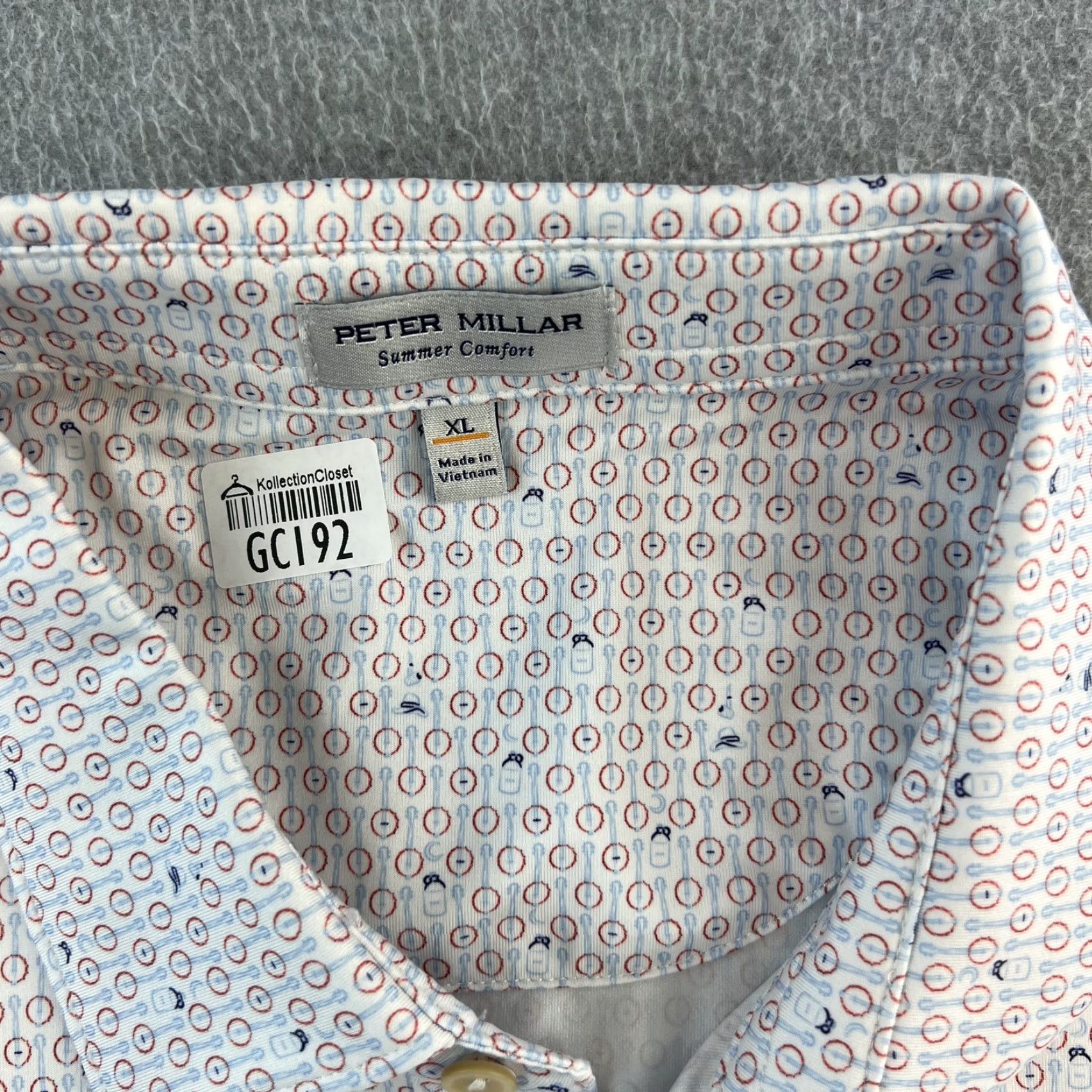 Peter Millar Peter Millar Polo Shirt Mens XL White Blue Red Pattern Summer Comfort Golf Shirt Size US XL / EU 56 / 4 - 4 Thumbnail
