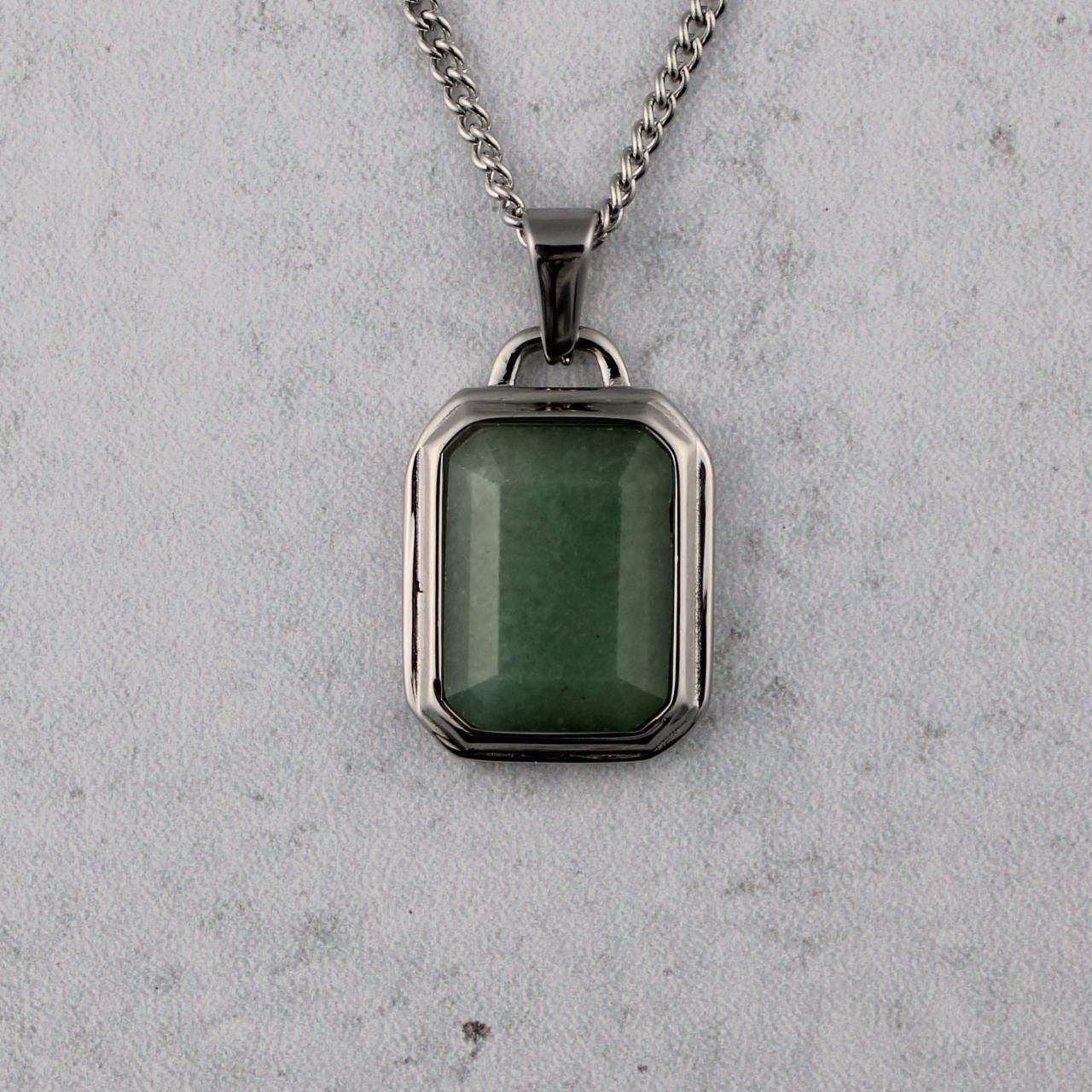 Jewelry Silver Aventurine Pendant Necklace Size ONE SIZE - 2 Thumbnail