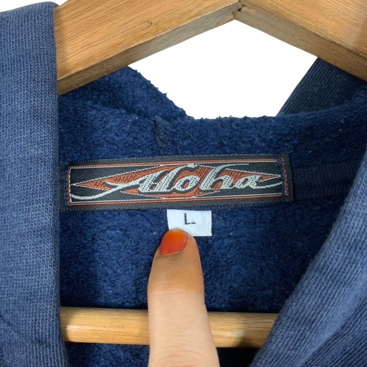 Vintage 90’s ALOHA Surfboards Pullover Hoodie Sweatshirt #3612-C165 Size US L / EU 52-54 / 3 - 14 Thumbnail