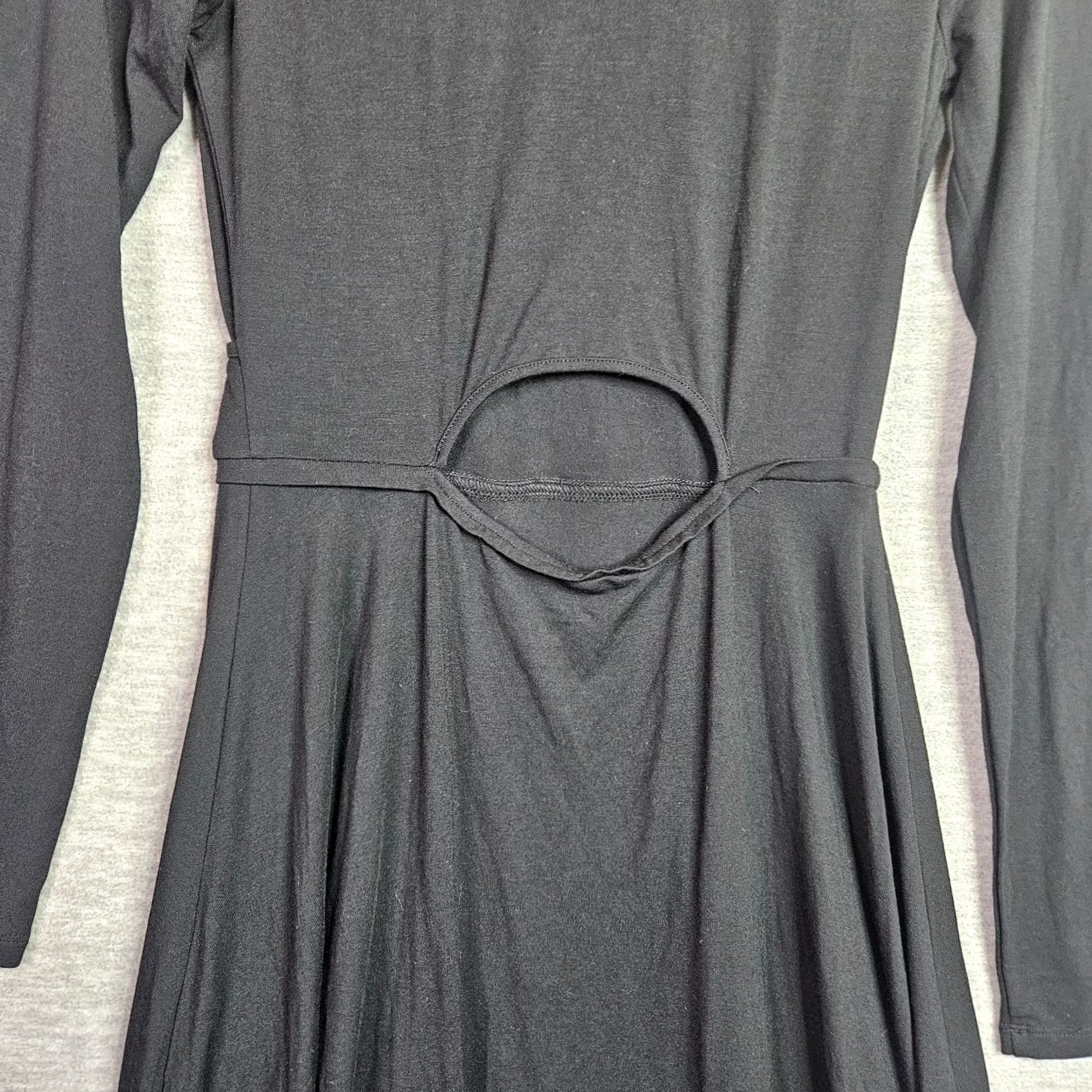 Vintage TART Wrap Dress Shirt Ladies Black Long Sleeve V-Neck Stretch Mod al Size S Small Knee Length Vintage No Size S / US 4 / IT 40 - 3 Thumbnail