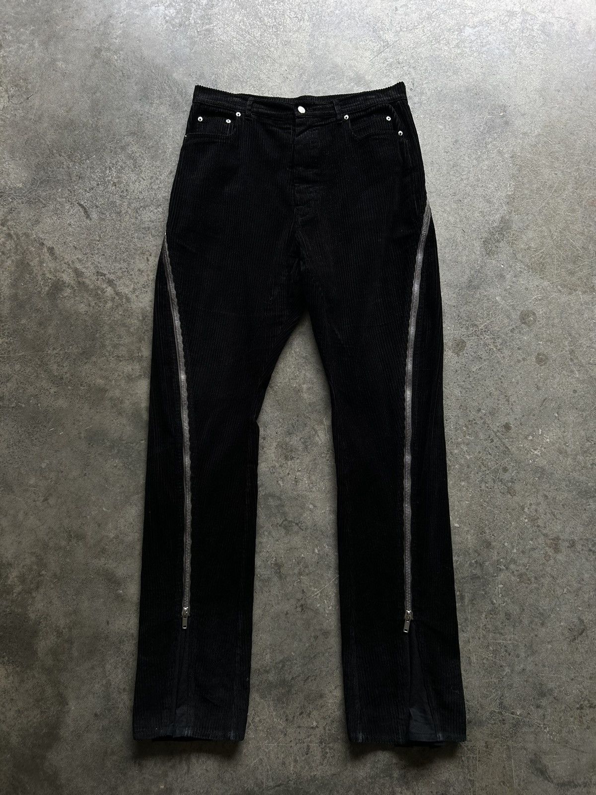 image of Rick Owens Bolan Banana Fw22 Strobe Corduroy Pants in Black, Men's (Size 34)