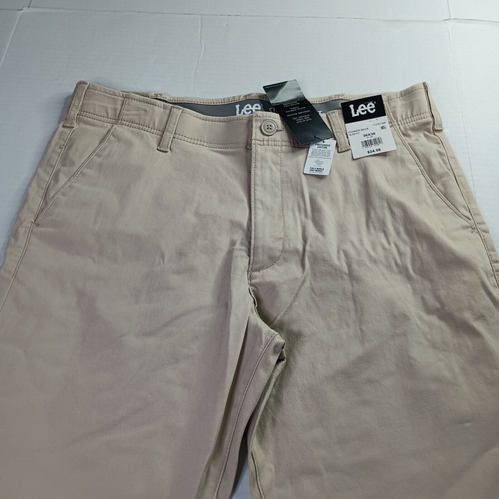 Lee Lee Flat Front Chino Motion Pants Men's 36x30 Beige Slim Fit Size US 36 / EU 52 - 5 Thumbnail