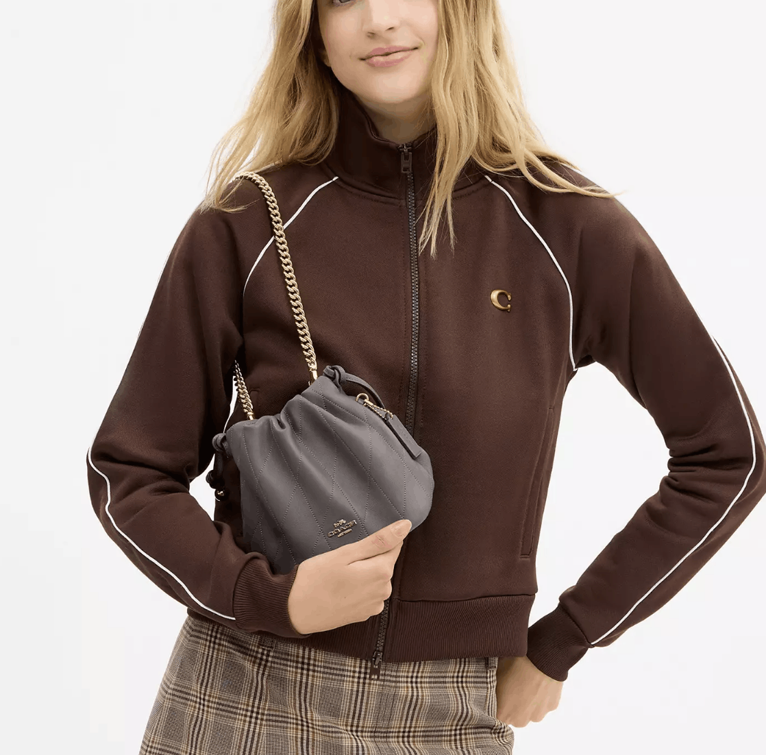Coach Faye Mini Drawstring Bag With Quilting CDB69 Slate Size ONE SIZE - 9 Thumbnail