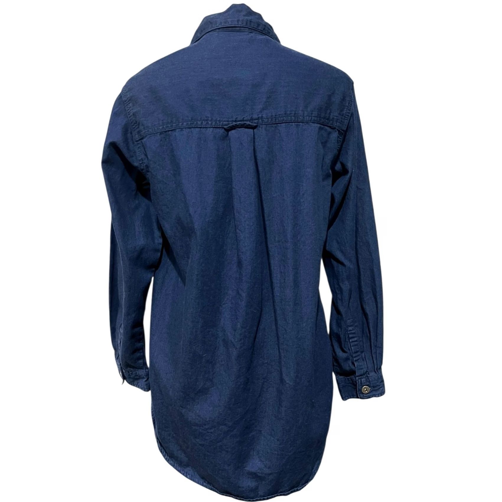 Vintage VINTAGE Chico’s Design Denim Button Up Shirt Long Sleeve Womens S dark blue/blue solid 90s Western Casual Mens Womens Size S / US 4 / IT 40 - 6 Thumbnail