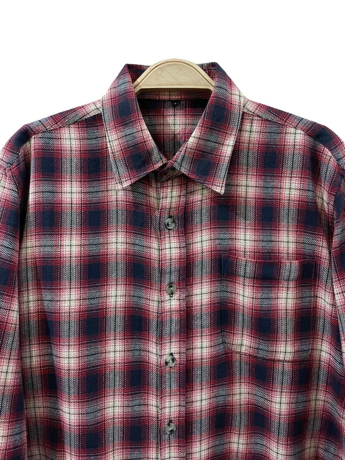 Flannel × Japanese Brand Vintage Uniqlo Travis Scott Style Tartan Plaid Flannel Size US L / EU 52-54 / 3 - 3 Thumbnail