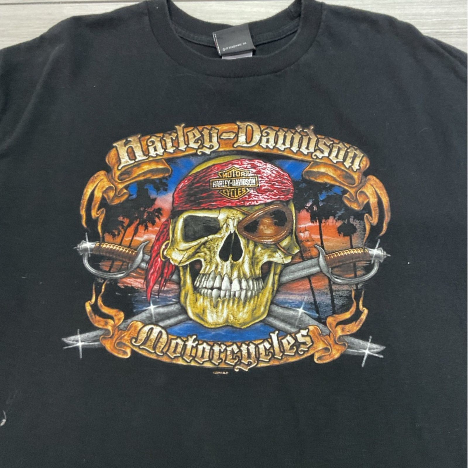 Harley Davidson 2000s Harley-Davidson Pirate Skull Graphic T-Shirt Size US XL / EU 56 / 4 - 5 Thumbnail