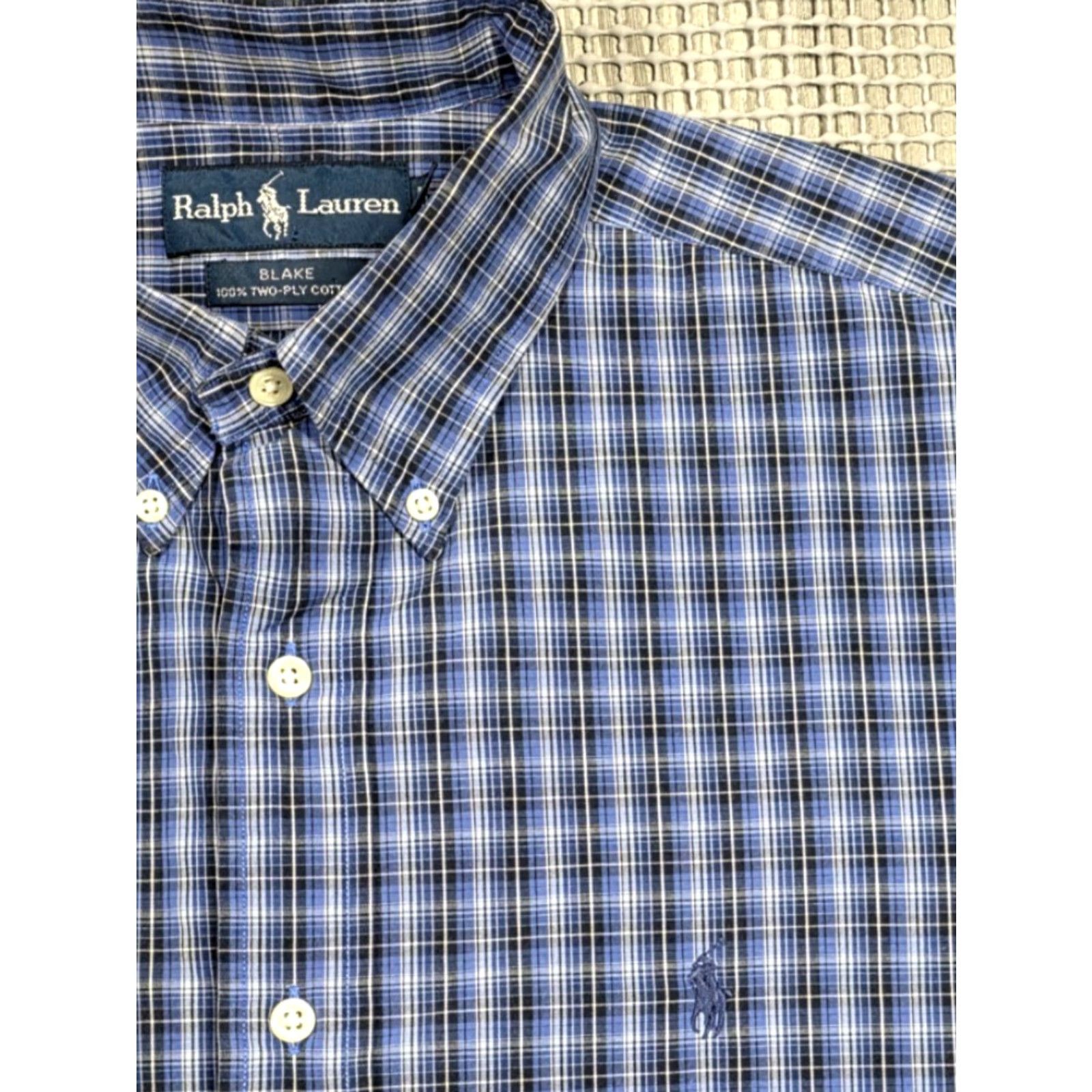 Polo Ralph Lauren VTG Polo Ralph Lauren Long Sleeve Twill Button Up Plaid Blue Shirt Mens M Blake Size US M / EU 48-50 / 2 - 3 Thumbnail
