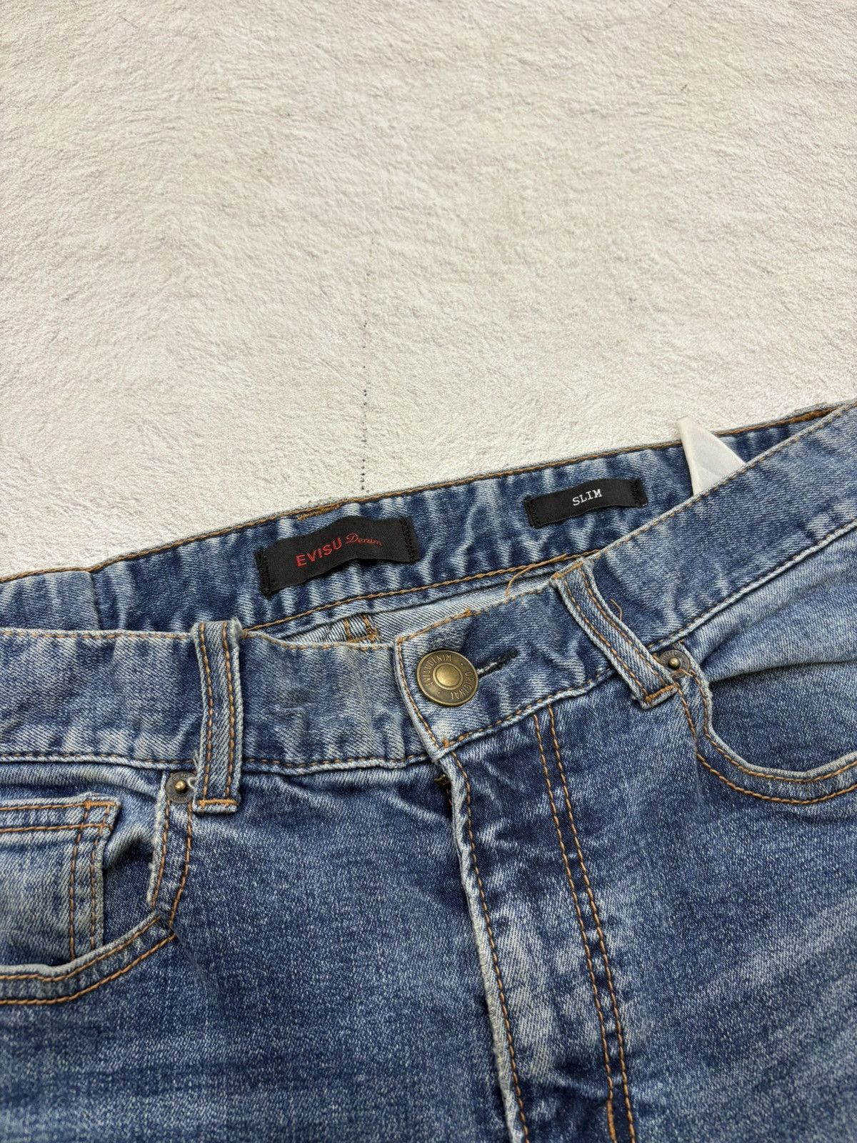 Japanese Brand 00s Evisu Archival Mudwash Denim Distressed Y2K slim fit Size US 29 - 4 Thumbnail