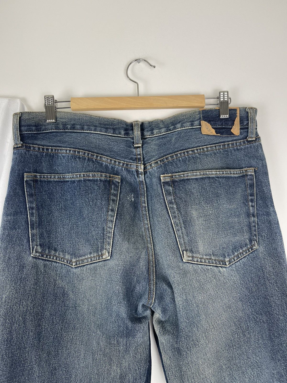 Vintage Wide Japanese clawmark dirty wash faded denim released hem Size US 34 / EU 50 - 5 Thumbnail