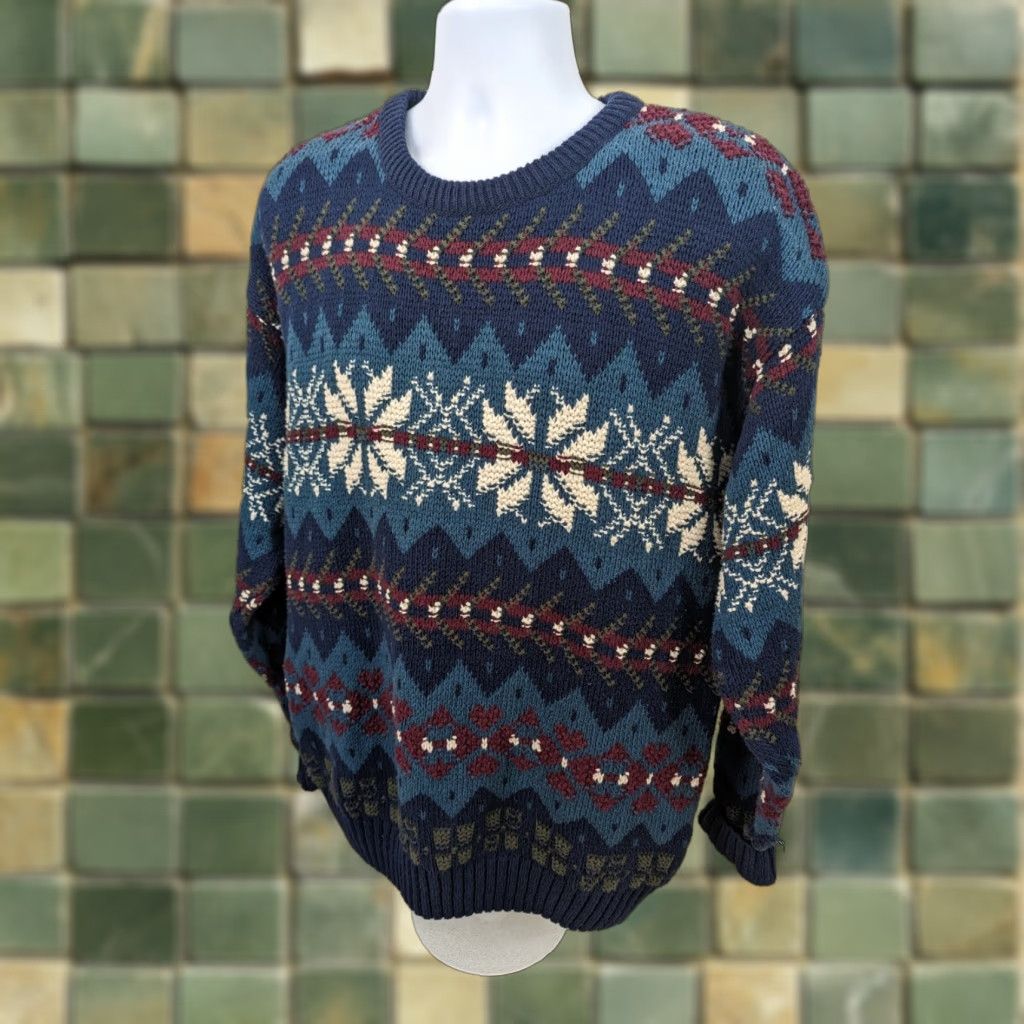 Vintage VINTAGE 90s Ski Sweater Mens L Long Sleeve Fair Isle Biggie Cosby USA S12 Shirt Size US L / EU 52-54 / 3 - 1 Thumbnail
