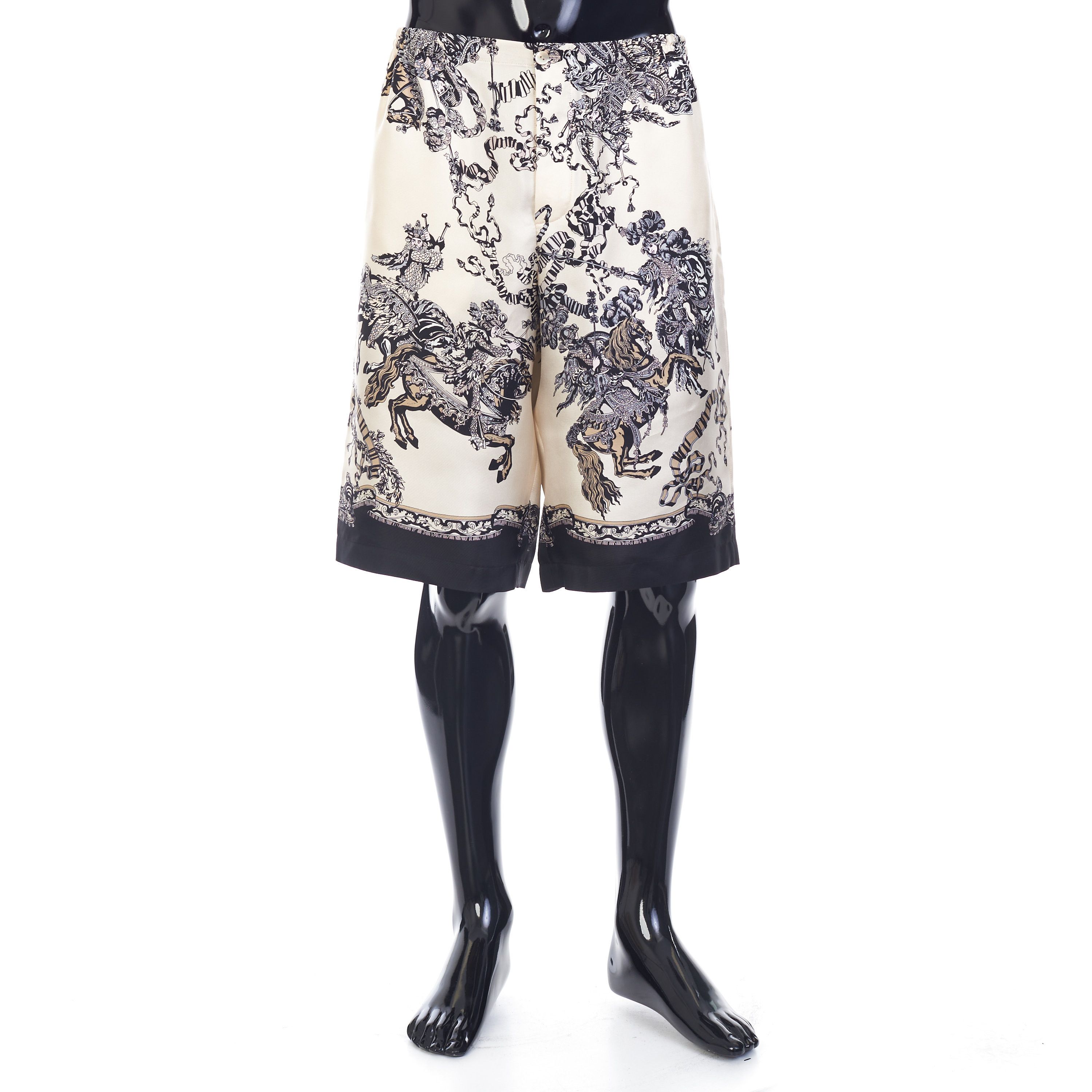Gucci Silk Short With Roi Soleil Print In Ivory And Black Size US 34 / EU 50 - 1 Thumbnail