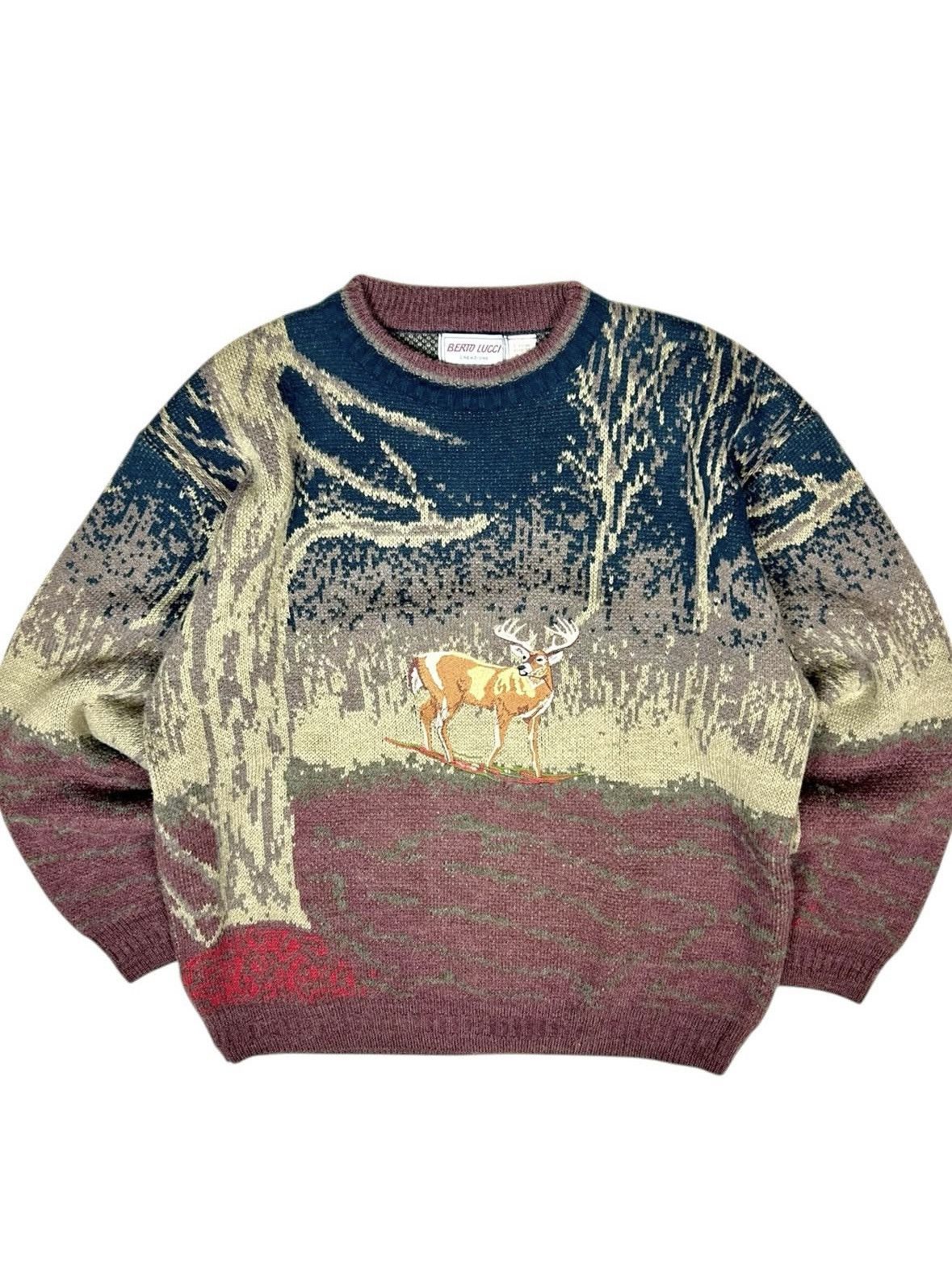 🦌80s Vintage Forest Deer Sweater🏔️🌳