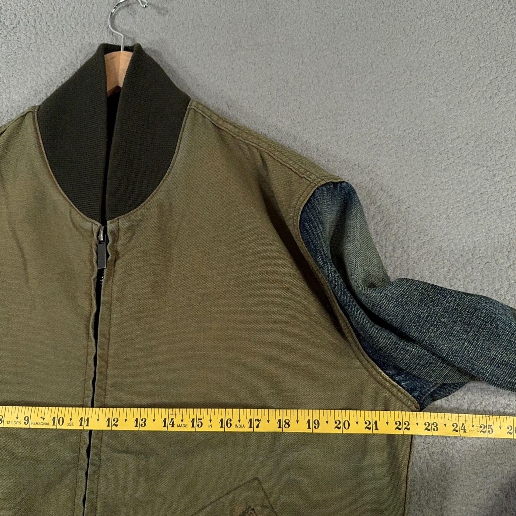 Cult Of Individuality VINTAGE Cult of Individuality Bomber Jacket Men M Denim Distressed RK Lobster Print Green Two Tone with Pockets ZIP Front Size US M / EU 48-50 / 2 - 7 Thumbnail