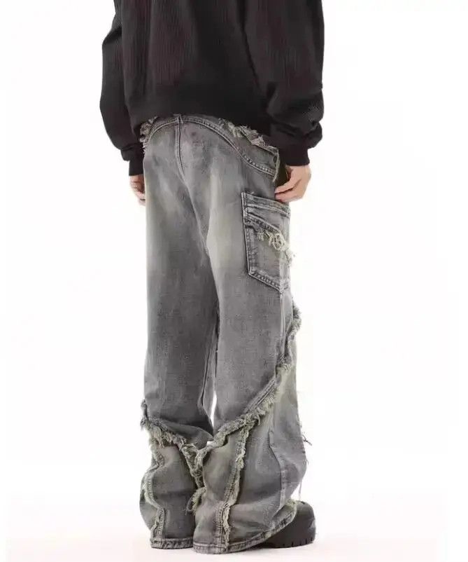 Japanese Brand Retro ruined whiskering design washed distressed jeans Size US 32 / EU 48 - 3 Thumbnail