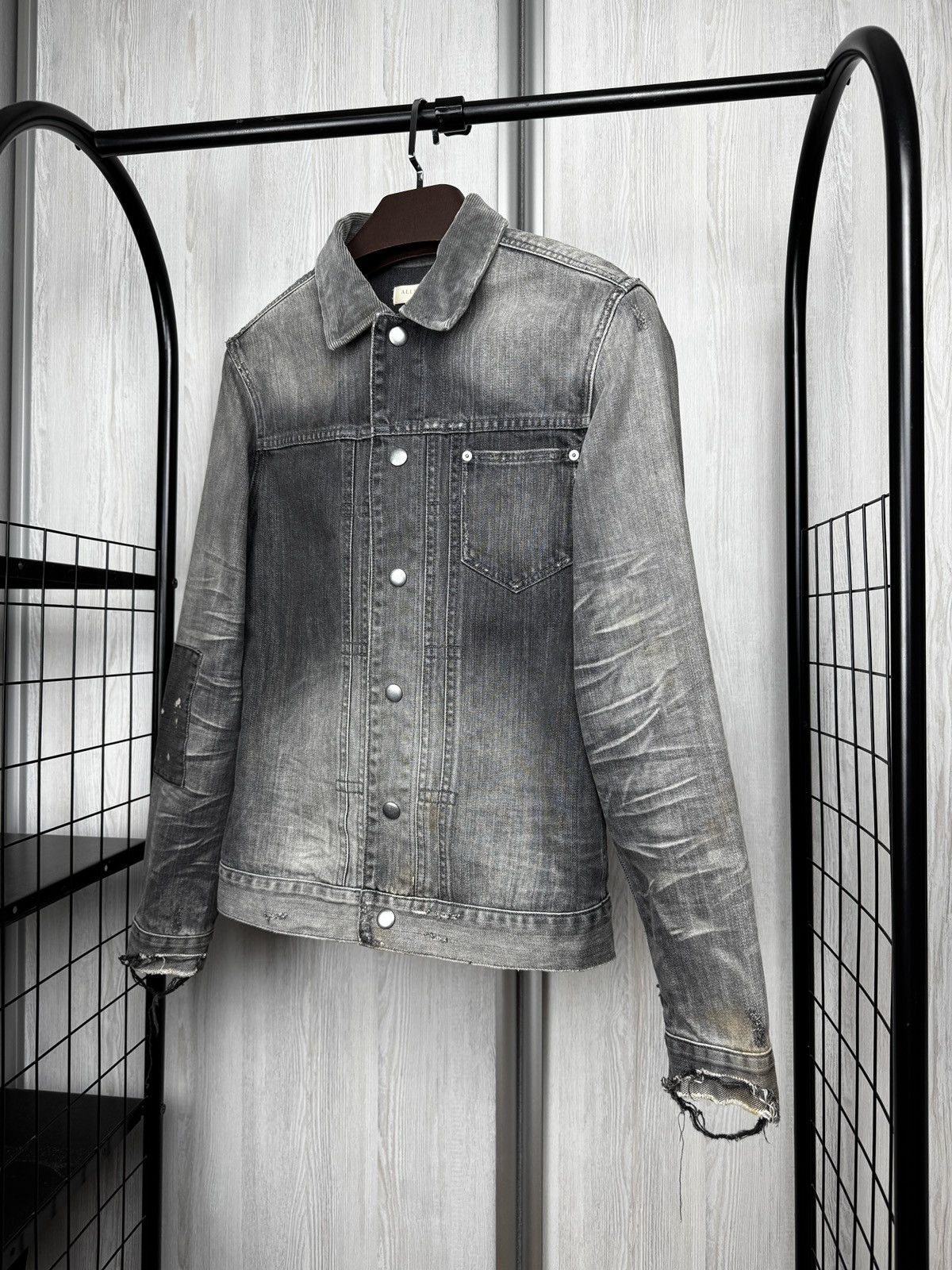 Allsaints Allsaints faded distressed grey gault denim jacket size XS Size US XS / EU 42 / 0 - 7 Thumbnail