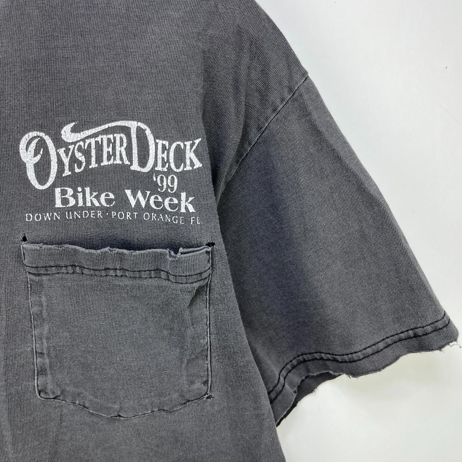 Hanes Vintage 90s Oyster Deck Bike Faded Motorcycle T Shirt XL Size US XL / EU 56 / 4 - 8 Thumbnail