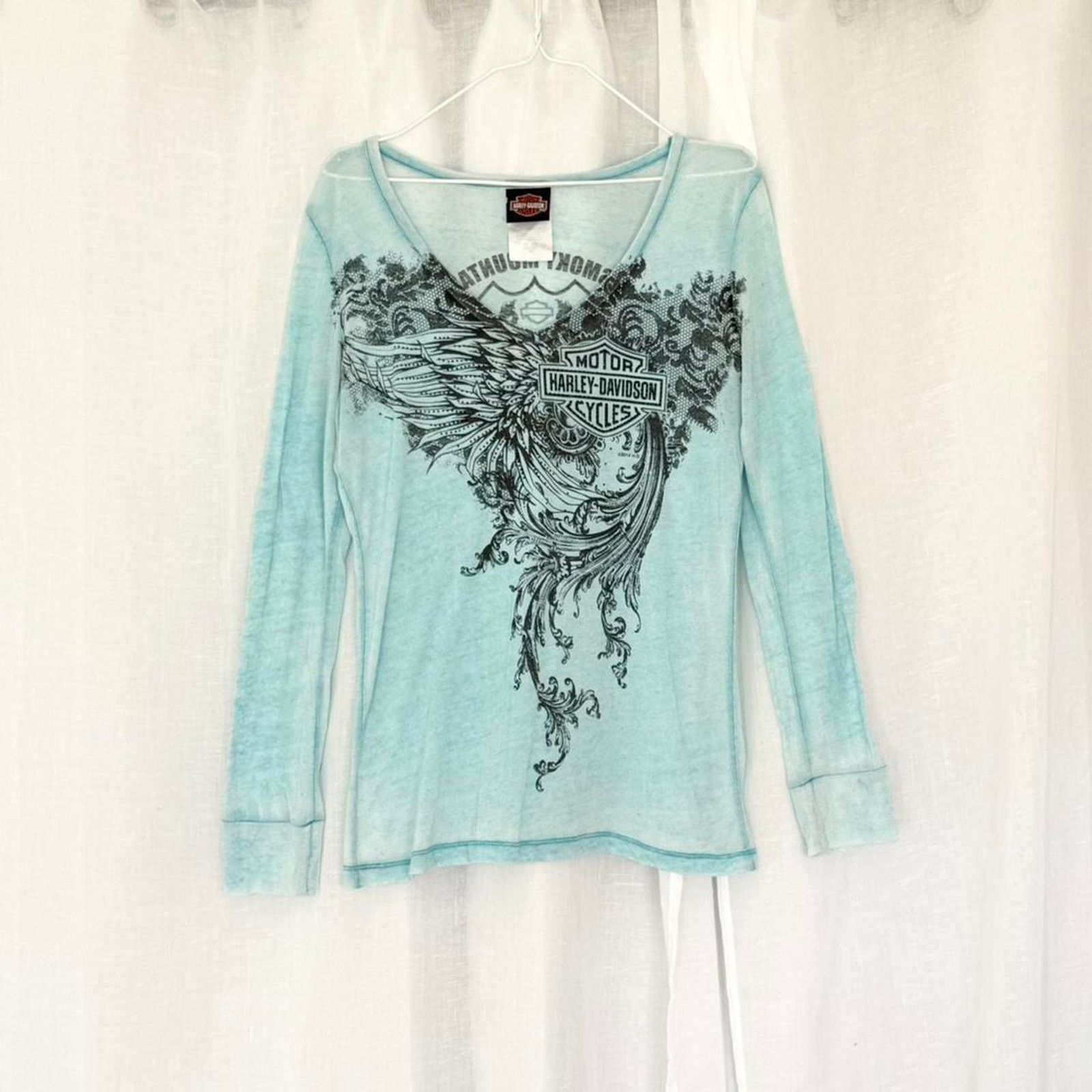 Harley Davidson ✿ ⋆ 𓆩♡𓆪 Harley-Davidson Long Sleeve Graphic Tee Size L / US 10 / IT 46 - 1 Thumbnail