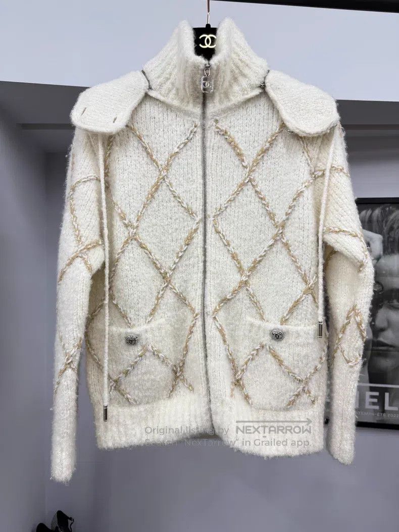 Chanel Chanel Ski series white diamond plaid cashmere jacket Size XXS / US 00 / IT 34 - 1 Thumbnail