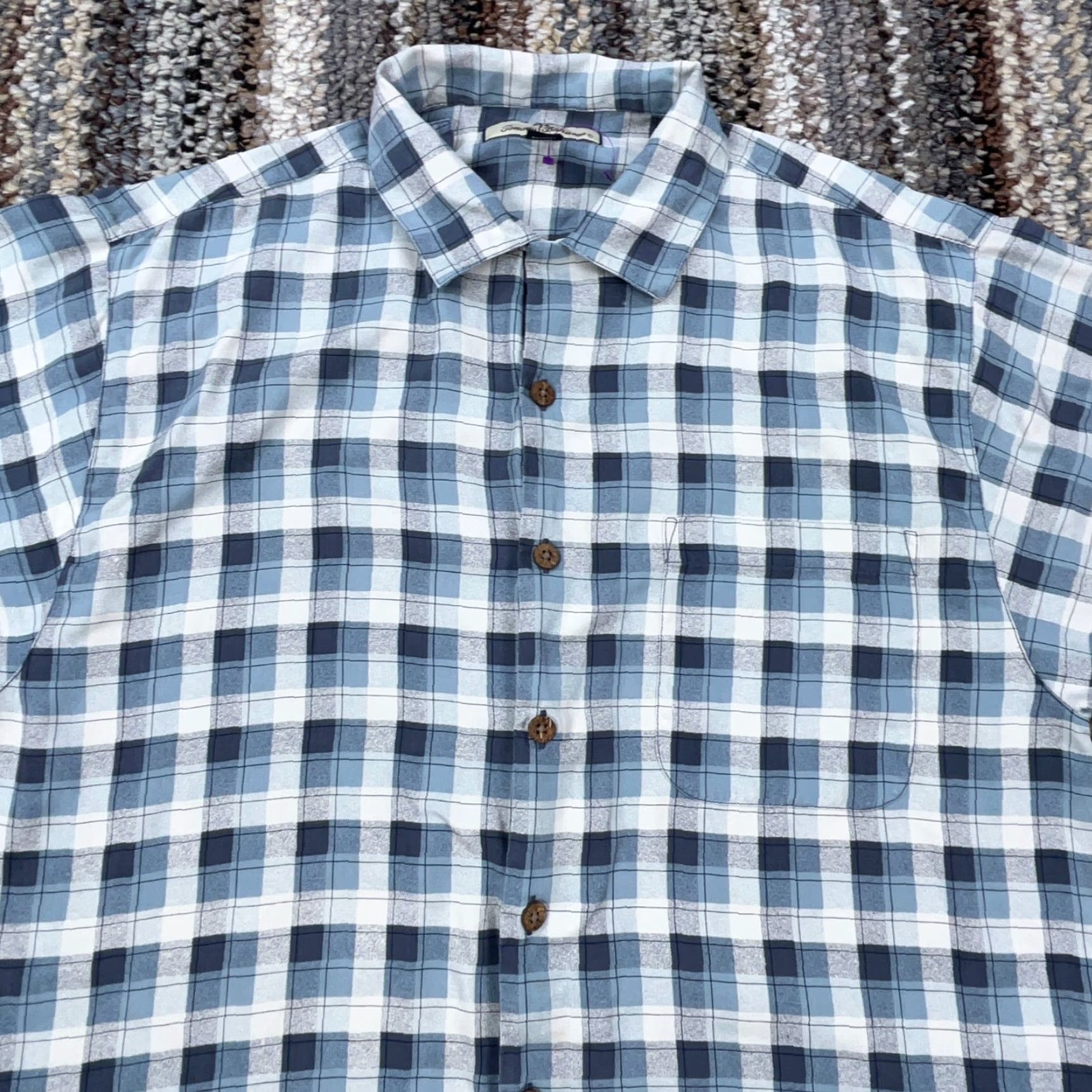 Tommy Bahama Tommy Bahama Shirt Men Medium Blue Plaid Button Up Silk Hawaiian Camp Hula Adult Size US M / EU 48-50 / 2 - 3 Thumbnail