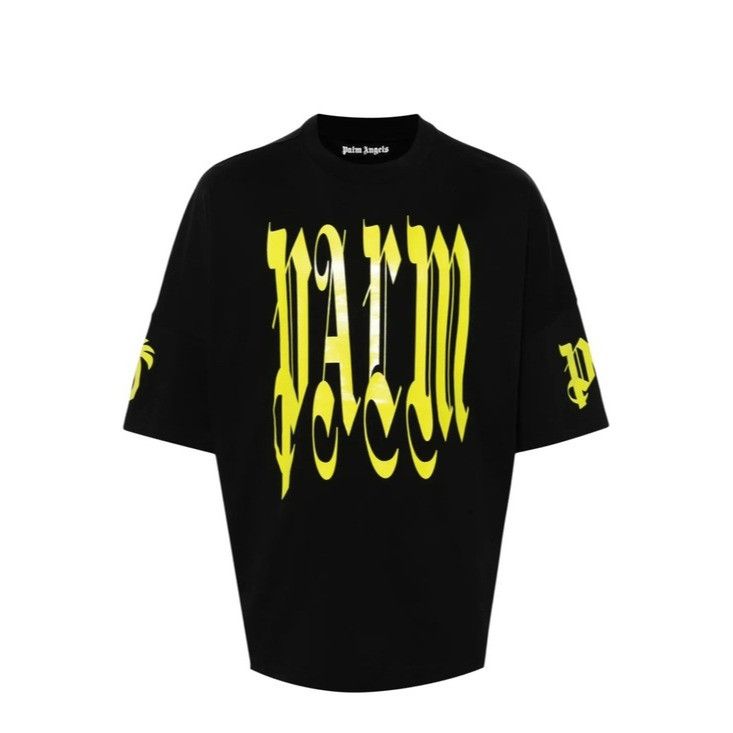 Palm Angels Palm Angels Gothic Logo T-Shirt Black Neon Green Men’s L Size US L / EU 52-54 / 3 - 1 Thumbnail