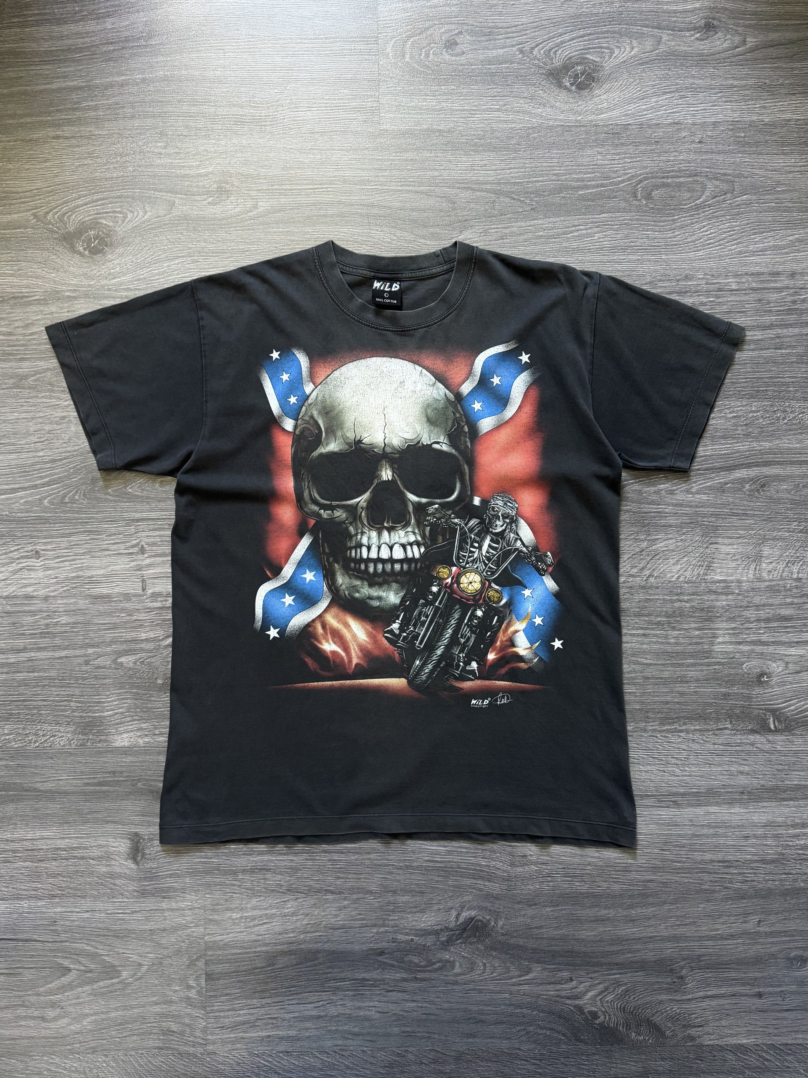 Vintage Vintage Y2K Harley Style AOP Skull Biker Tee Large Size US L / EU 52-54 / 3 - 1 Thumbnail